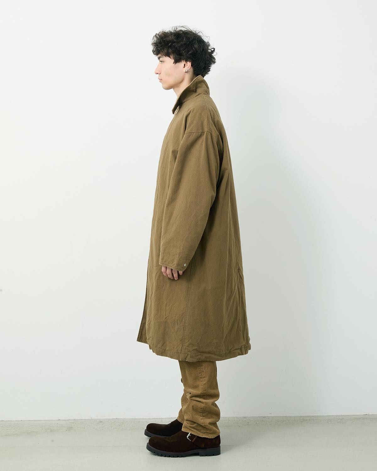 178幟墨染めコート WANDERER LONG COAT C/Li CANVAS SULFUR DYE WITH WINDSTOPPER