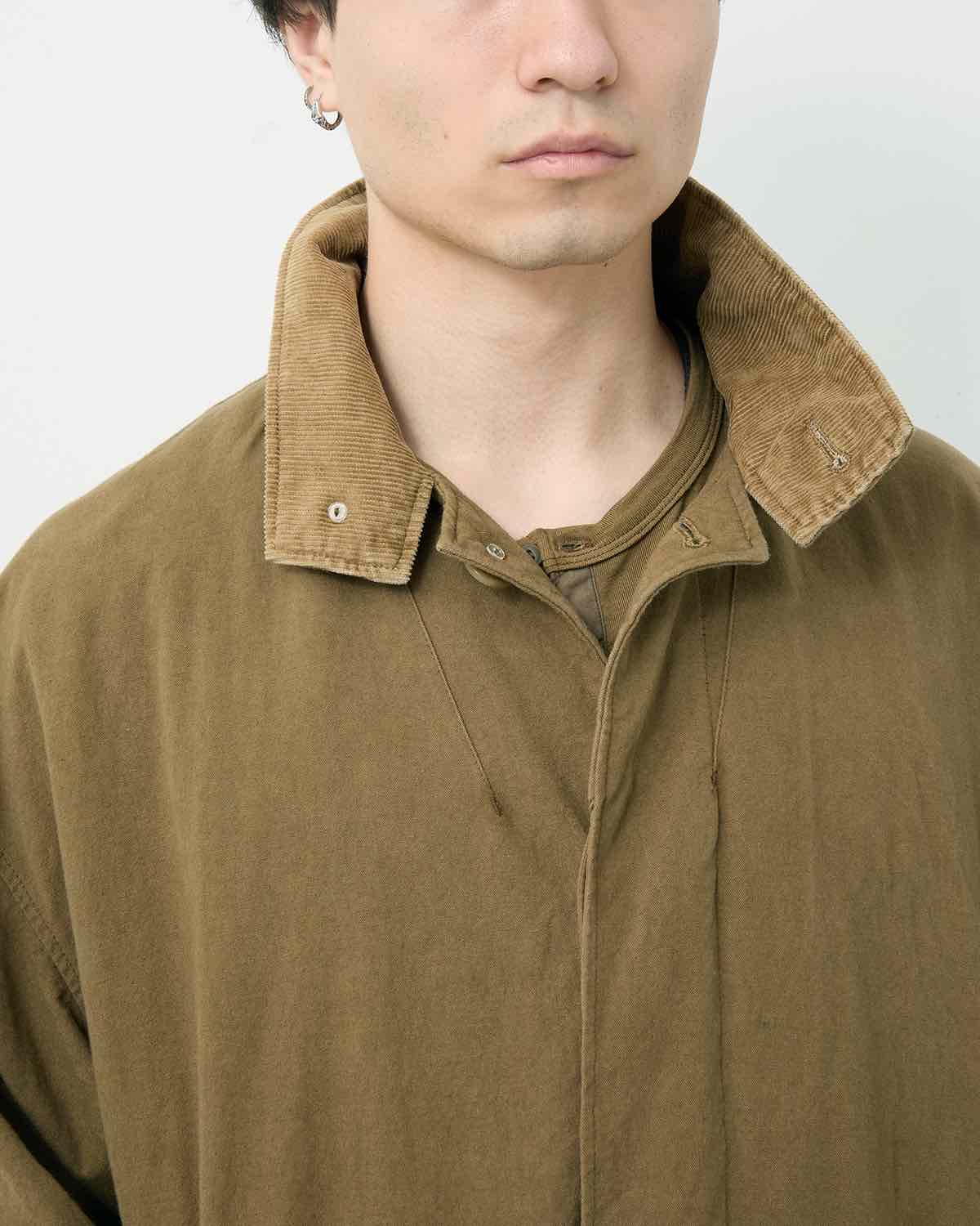 WANDERER LONG COAT C/Li CANVAS SULFUR DYE WITH WINDSTOPPER®