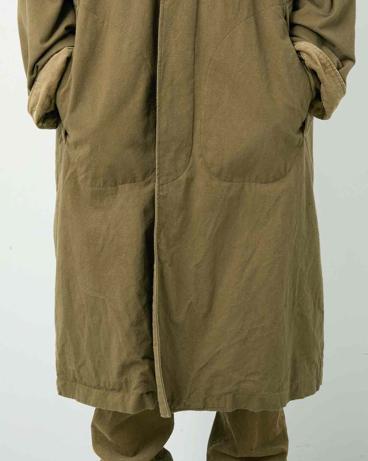 WANDERER LONG COAT C/Li CANVAS SULFUR DYE WITH WINDSTOPPER®