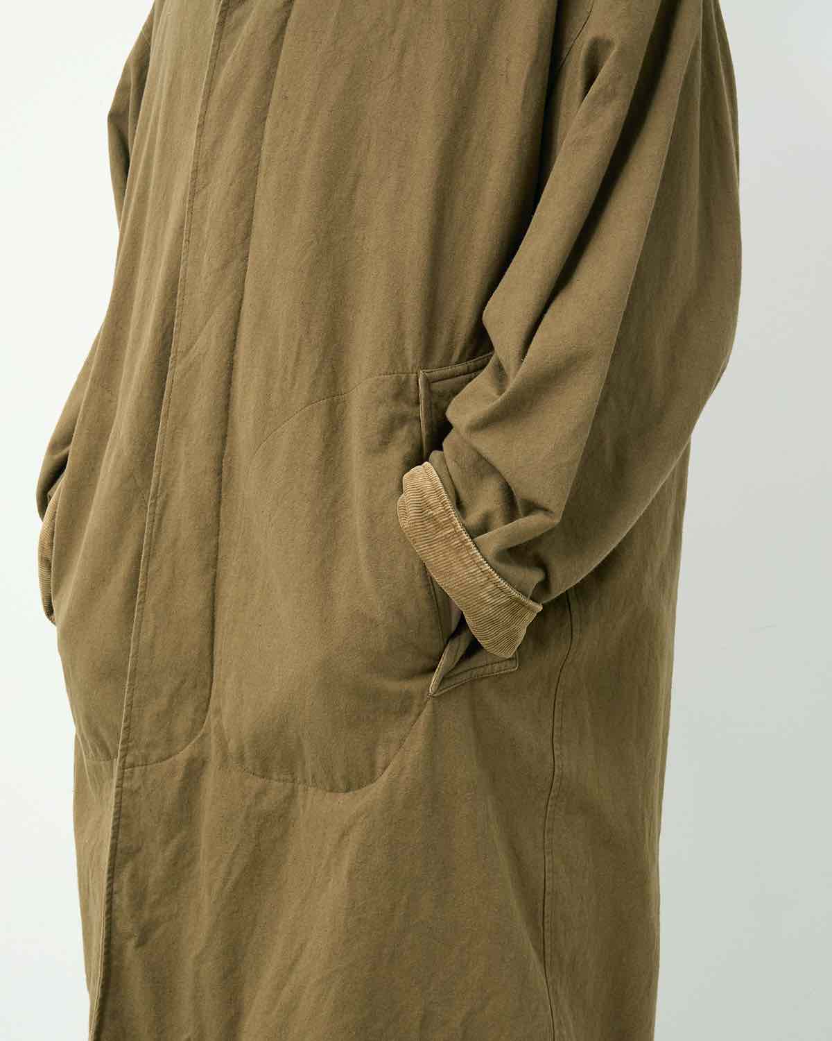 WANDERER LONG COAT C/Li CANVAS SULFUR DYE WITH WINDSTOPPER®