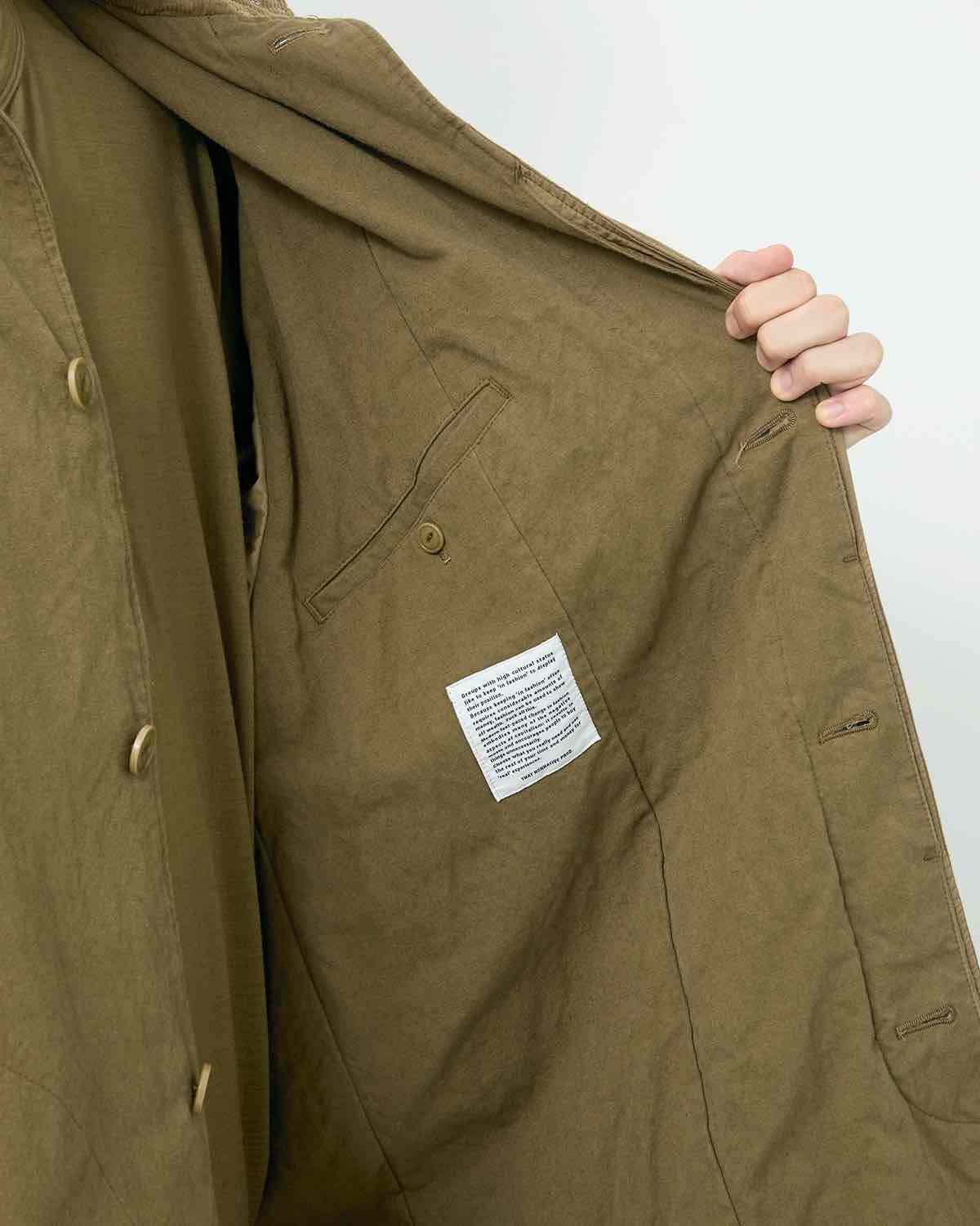WANDERER LONG COAT C/Li CANVAS SULFUR DYE WITH WINDSTOPPER®