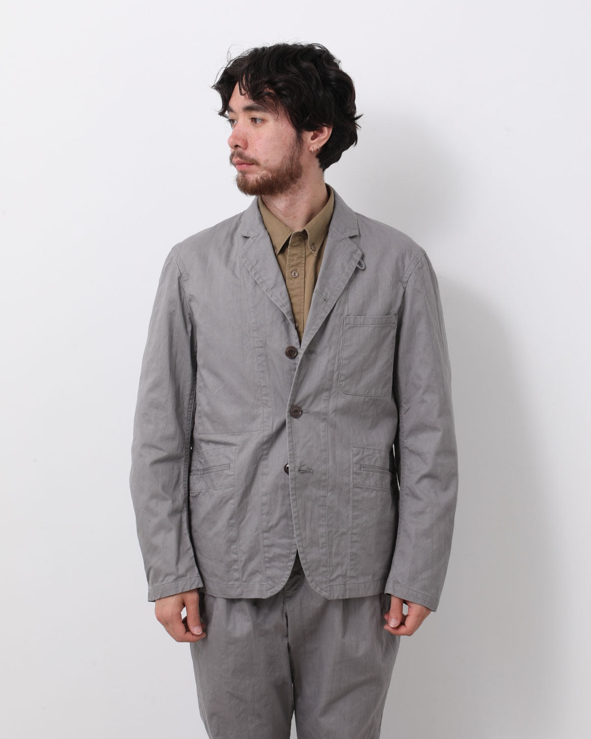 OFFICER 5B JACKET COTTON DOBBY STRIPE PIGMENT DYE