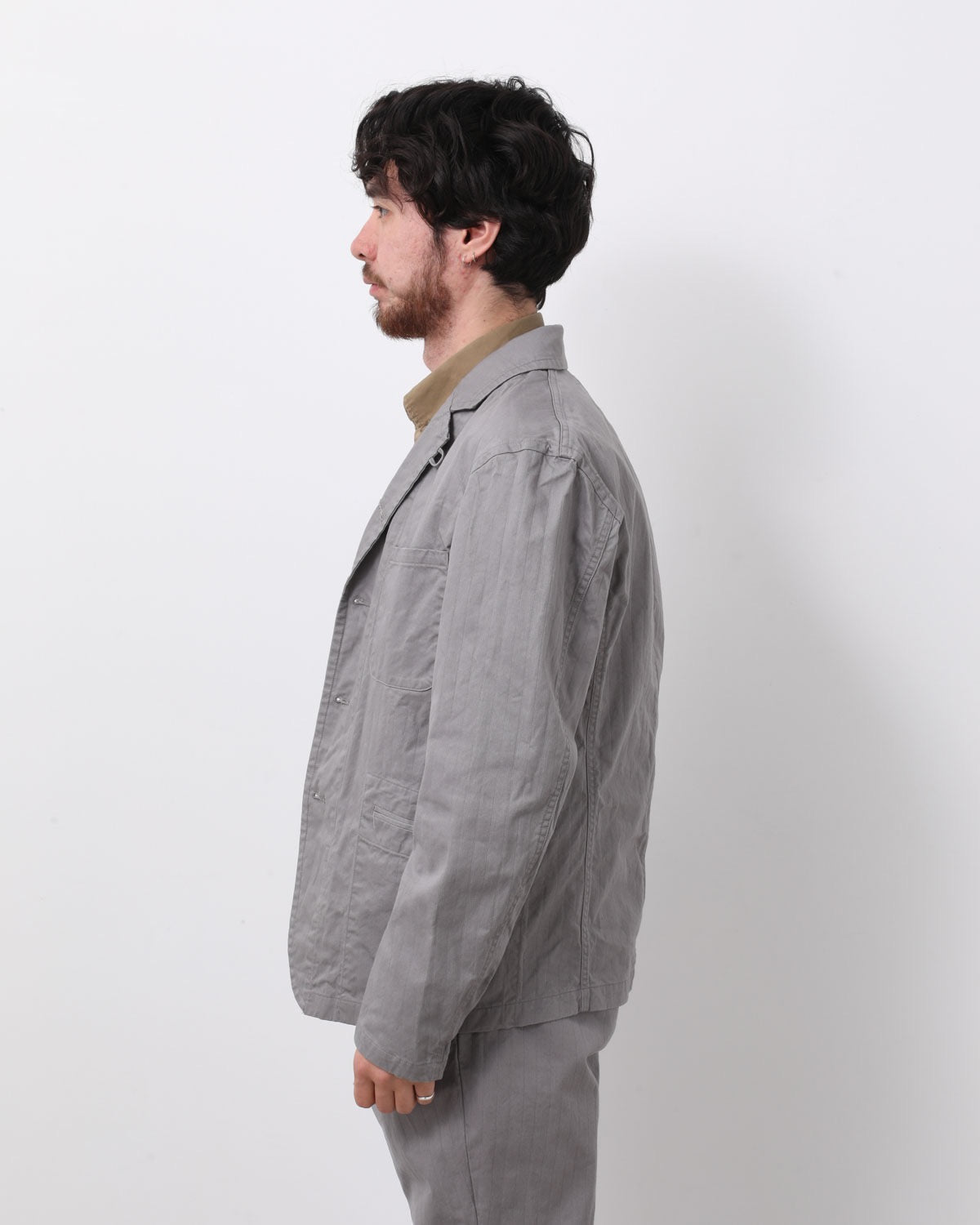 OFFICER 5B JACKET COTTON DOBBY STRIPE PIGMENT DYE