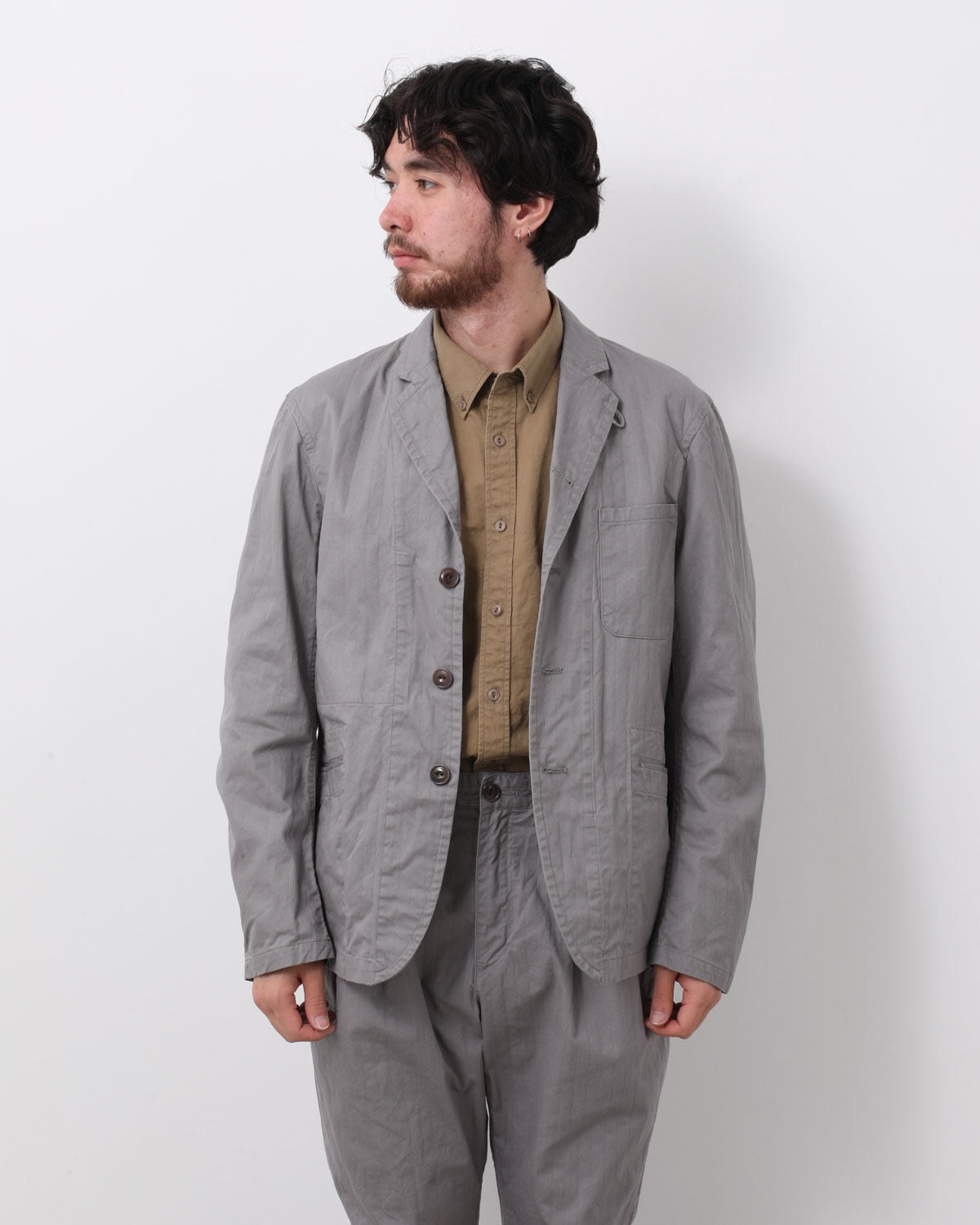 OFFICER 5B JACKET COTTON DOBBY STRIPE PIGMENT DYE