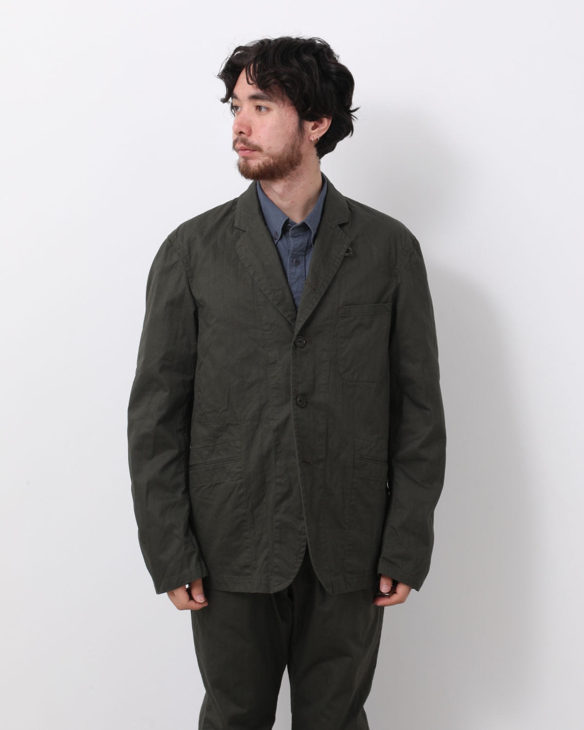 OFFICER 5B JACKET COTTON DOBBY STRIPE PIGMENT DYE