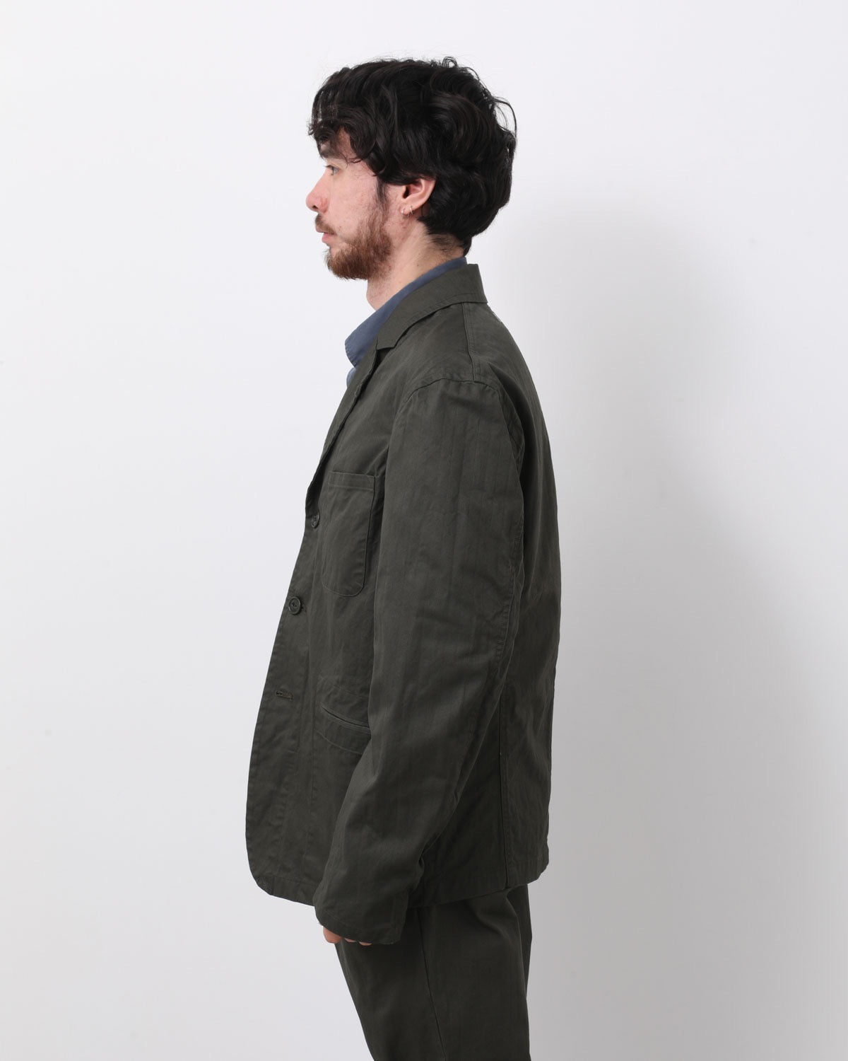 OFFICER 5B JACKET COTTON DOBBY STRIPE PIGMENT DYE