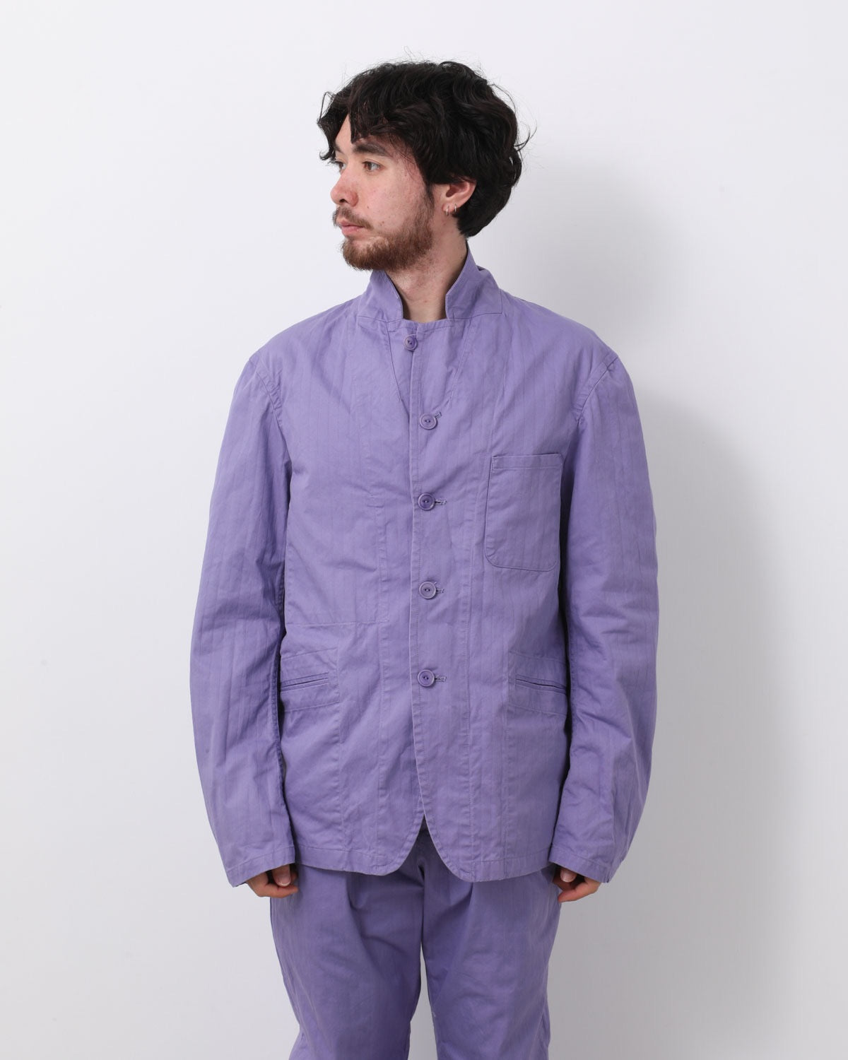 OFFICER 5B JACKET COTTON DOBBY STRIPE PIGMENT DYE