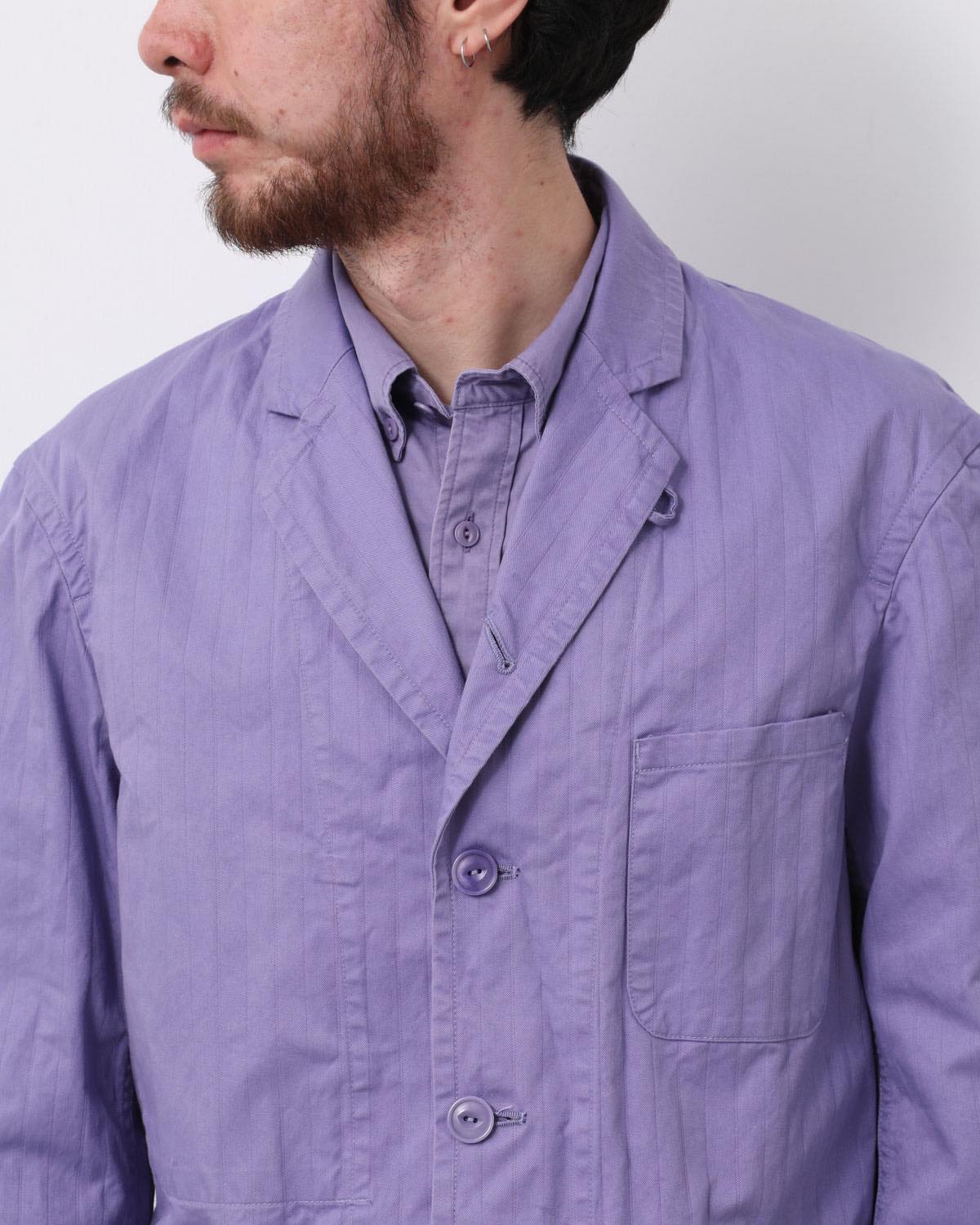 OFFICER 5B JACKET COTTON DOBBY STRIPE PIGMENT DYE