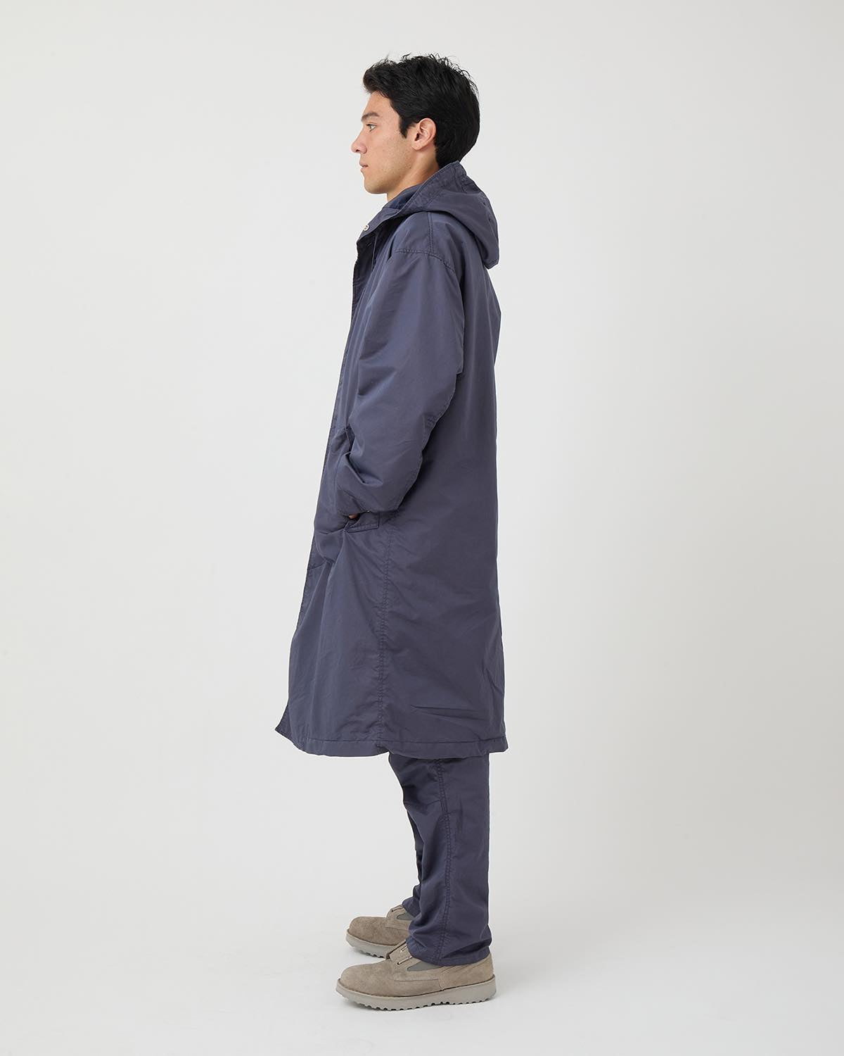 DWELLER HOODED COAT  C/N GABARDINE PIGMENT DYE WITH WINDSTOPPER®