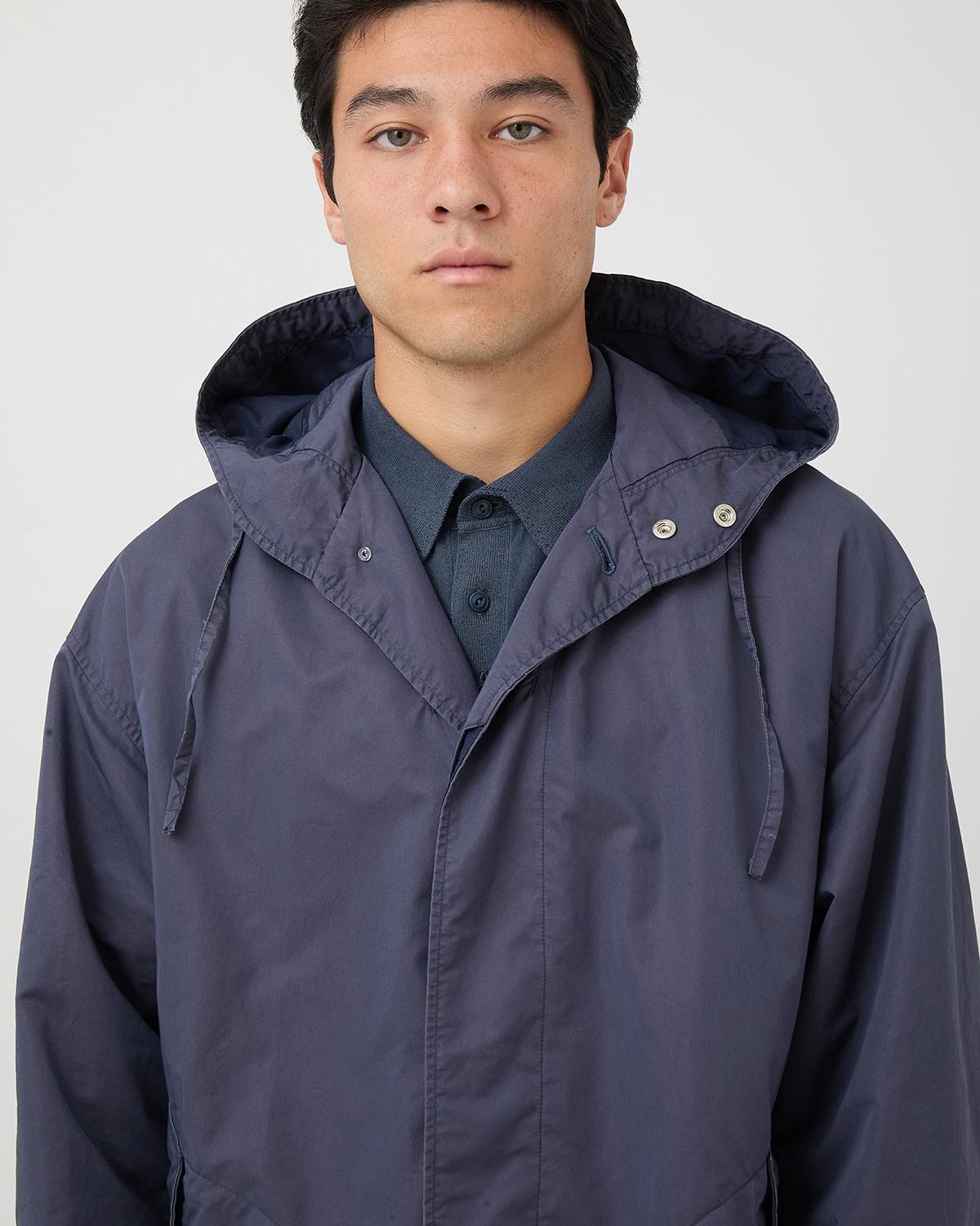 DWELLER HOODED COAT  C/N GABARDINE PIGMENT DYE WITH WINDSTOPPER®