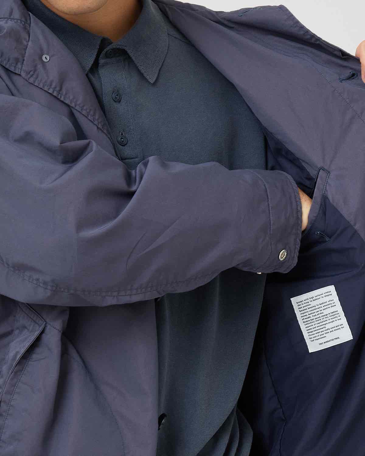 DWELLER HOODED COAT  C/N GABARDINE PIGMENT DYE WITH WINDSTOPPER®