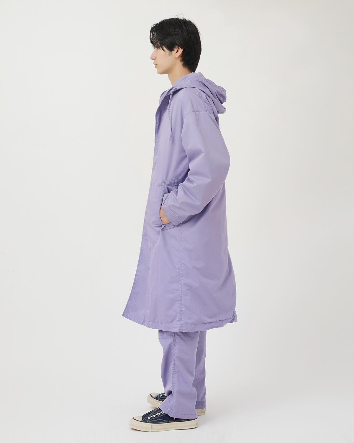 DWELLER HOODED COAT  C/N GABARDINE PIGMENT DYE WITH WINDSTOPPER®