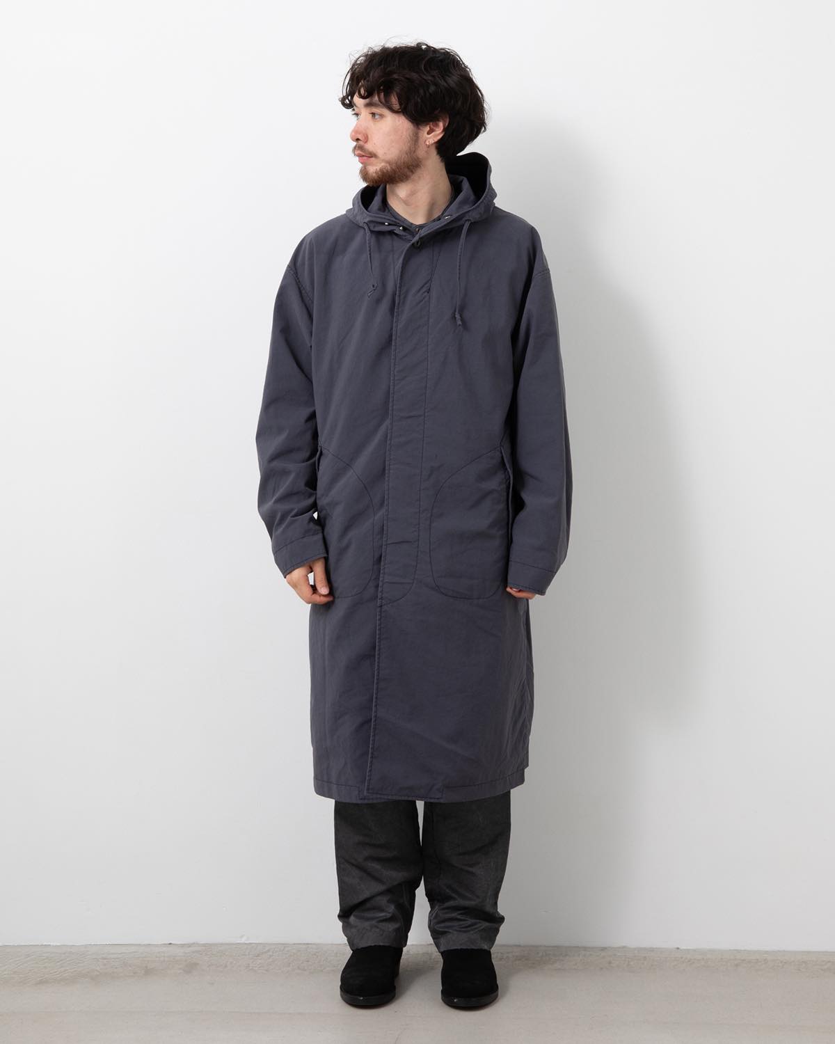 DWELLER HOODED COAT NYLON OXFORD PIGMENT DYE WITH WINDSTOPPER®