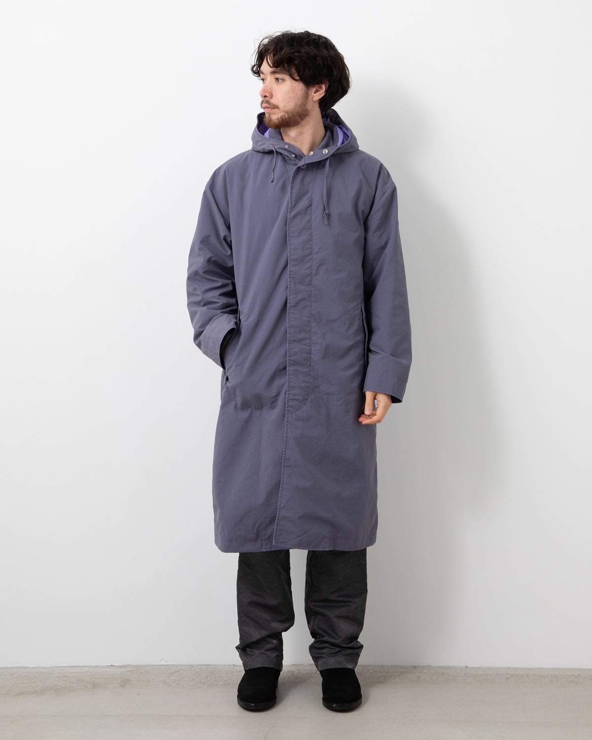 DWELLER HOODED COAT NYLON OXFORD PIGMENT DYE WITH WINDSTOPPER®