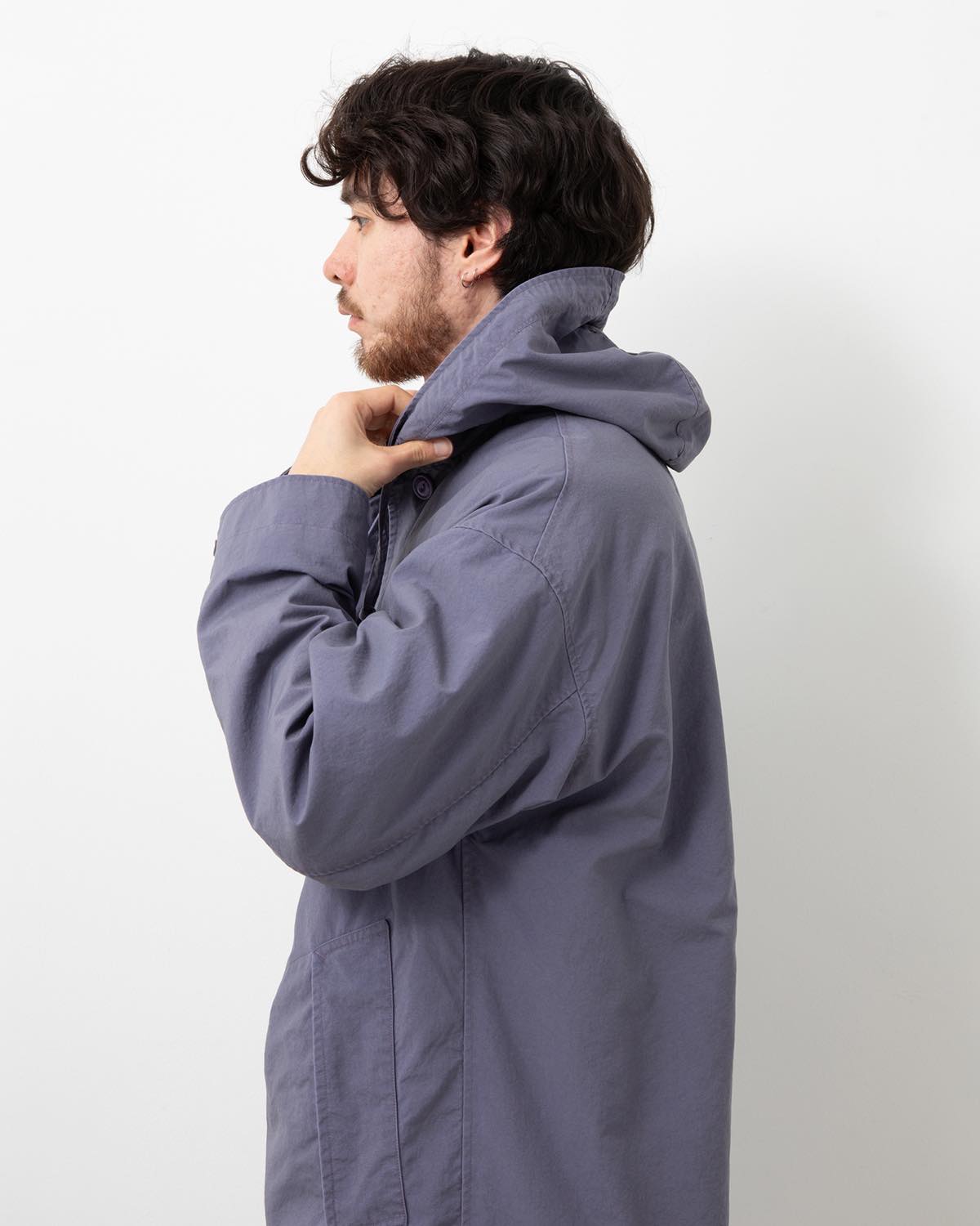DWELLER HOODED COAT NYLON OXFORD PIGMENT DYE WITH WINDSTOPPER®