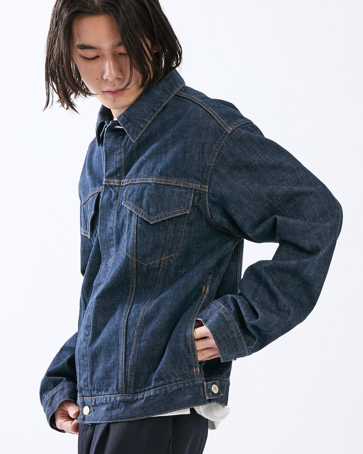 TRUCKER BLOUSON COTTON 13.5oz DENIM OW