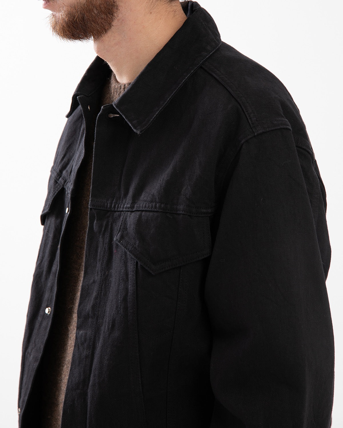 TRUCKER BLOUSON COTTON 13.5oz BLACK DENIM OW