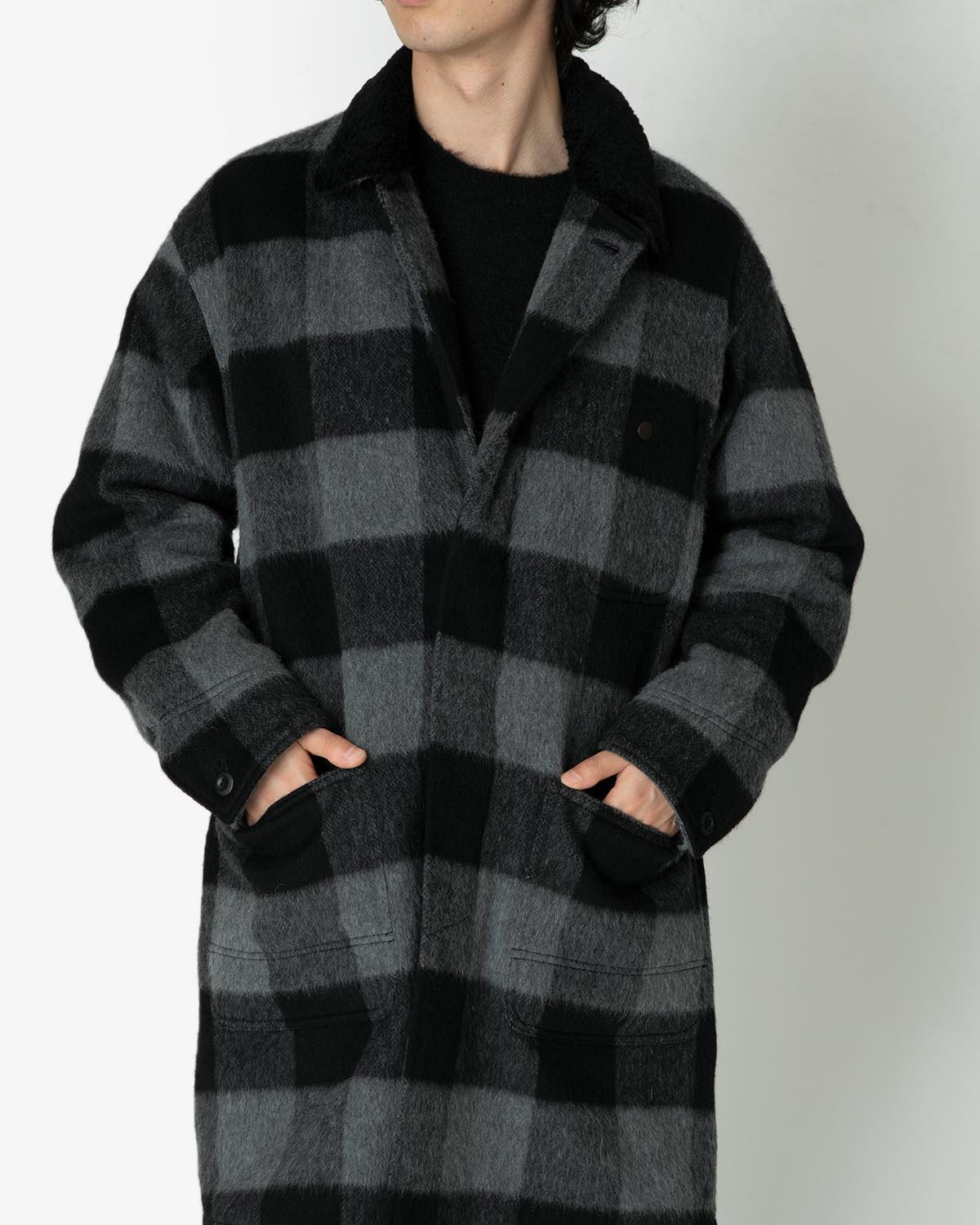 RANCHER LONG COAT W/P/N/A WOOL DOBBY BUFFALO CHECK WITH GORE-TEX WINDSTOPPER