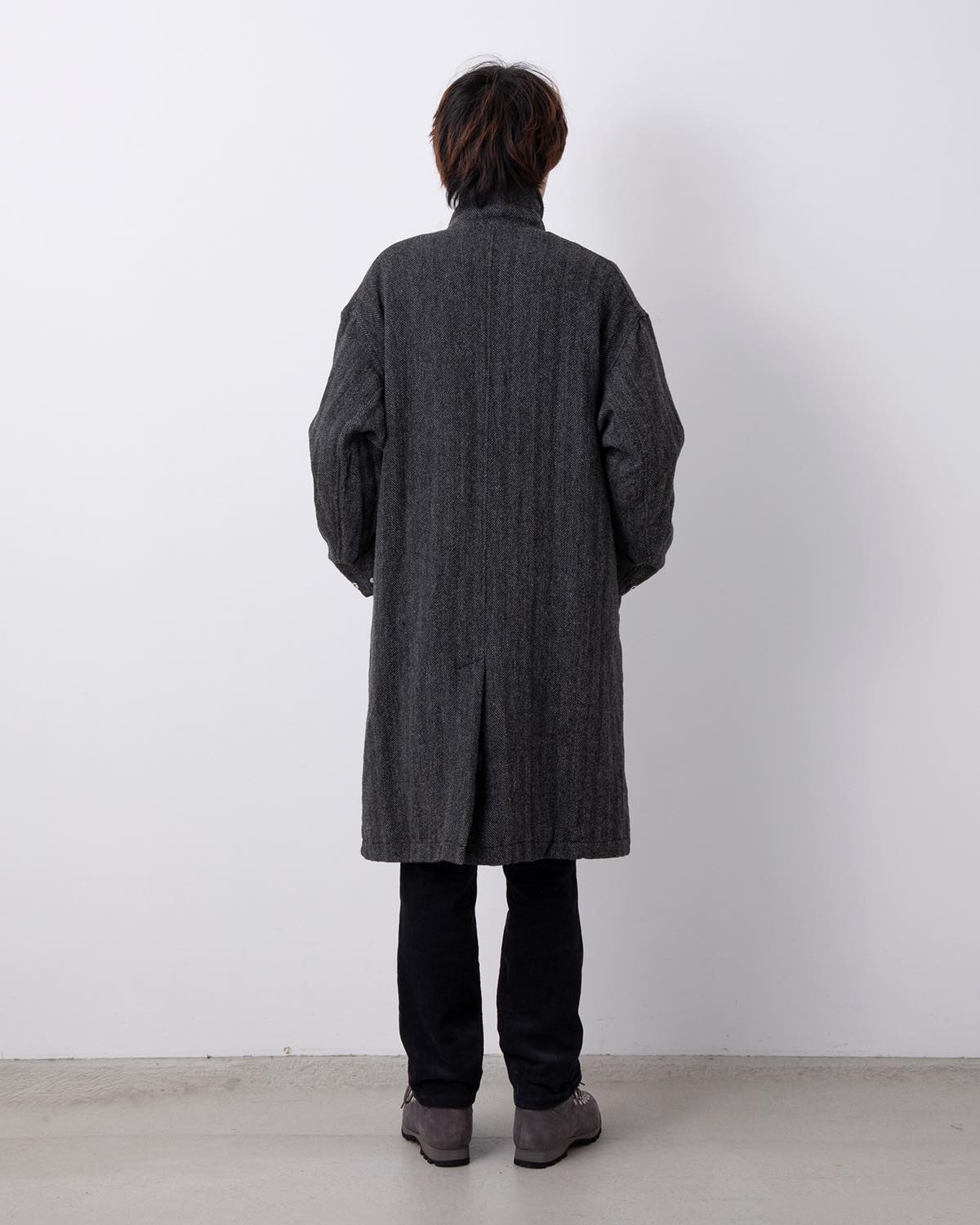 WANDERER LONG PUFF COAT WOOL HERRINGBONE WITH WINDSTOPPER®