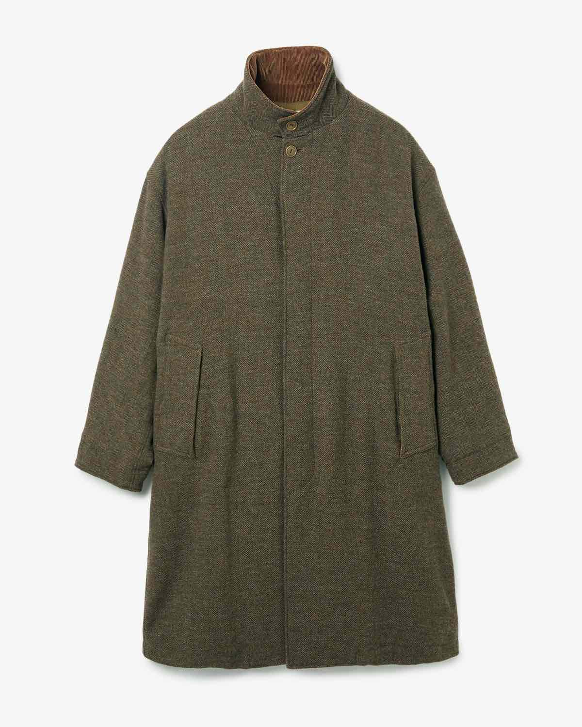 WANDERER LONG PUFF COAT WOOL HERRINGBONE WITH WINDSTOPPER®