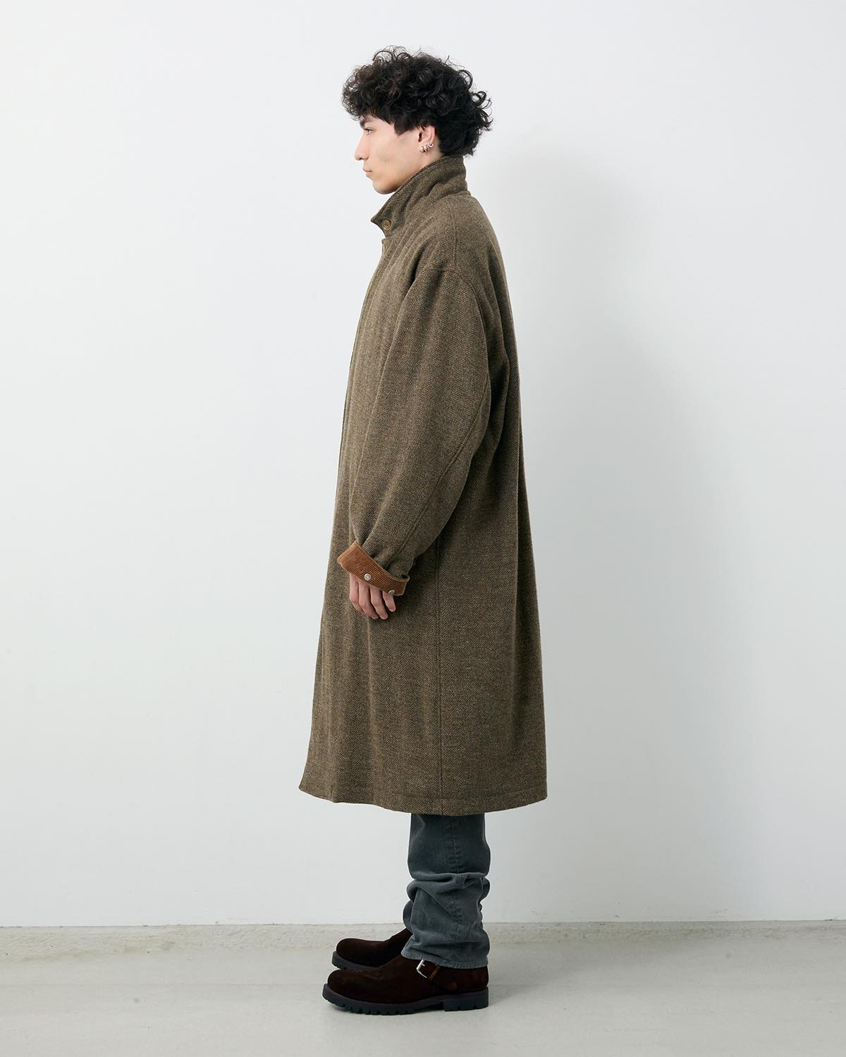 WANDERER LONG PUFF COAT WOOL HERRINGBONE WITH WINDSTOPPER®