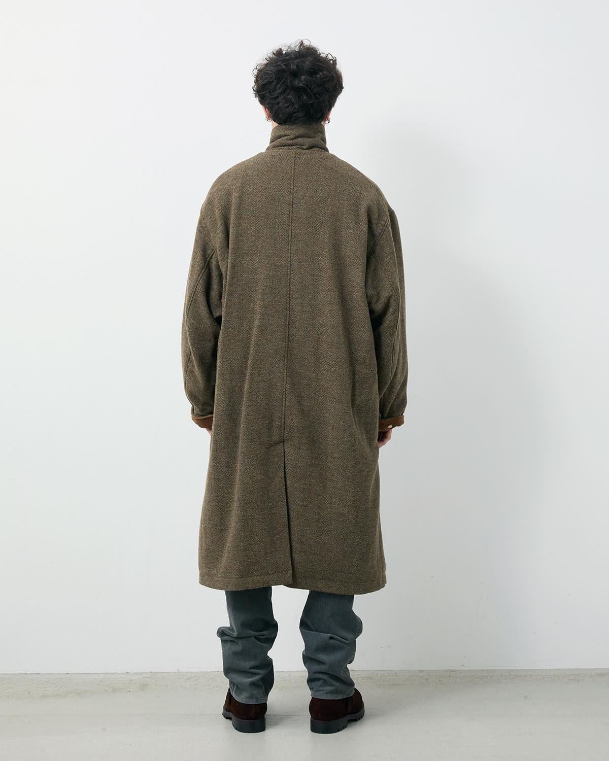 WANDERER LONG PUFF COAT WOOL HERRINGBONE WITH WINDSTOPPER®