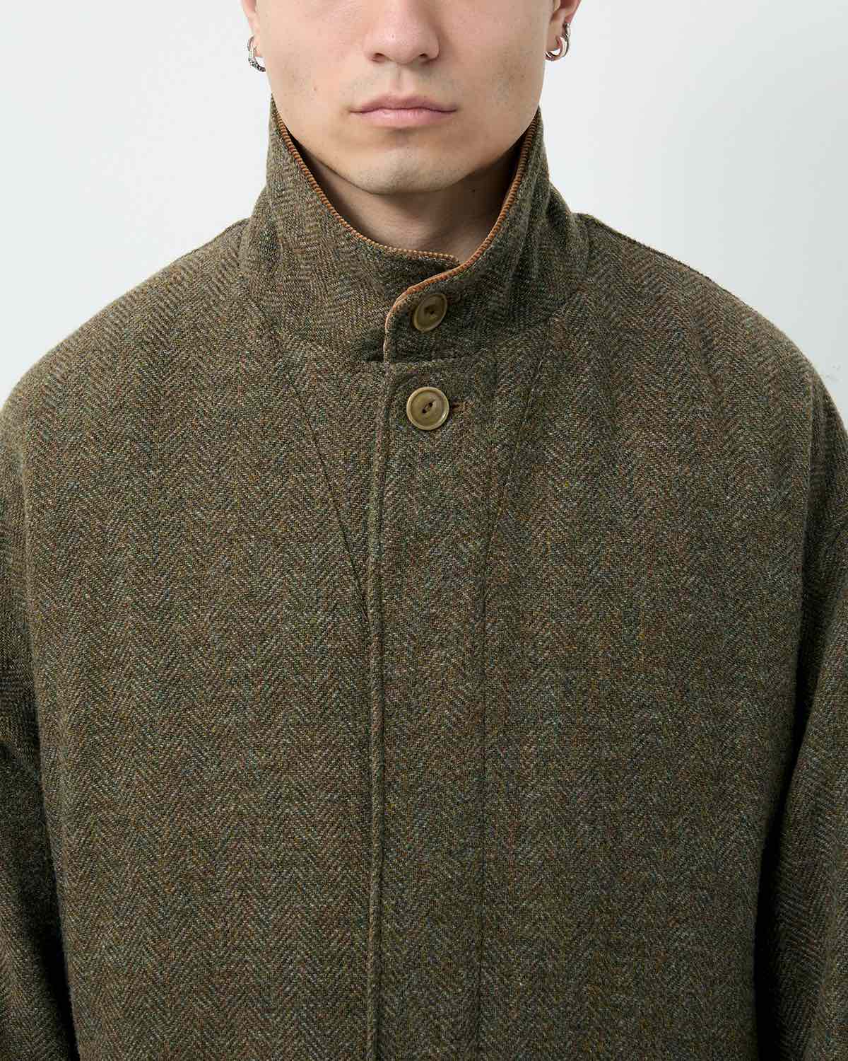 WANDERER LONG PUFF COAT WOOL HERRINGBONE WITH WINDSTOPPER®