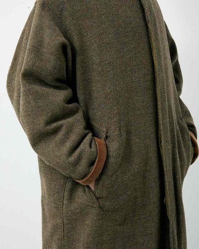 WANDERER LONG PUFF COAT WOOL HERRINGBONE WITH WINDSTOPPER®