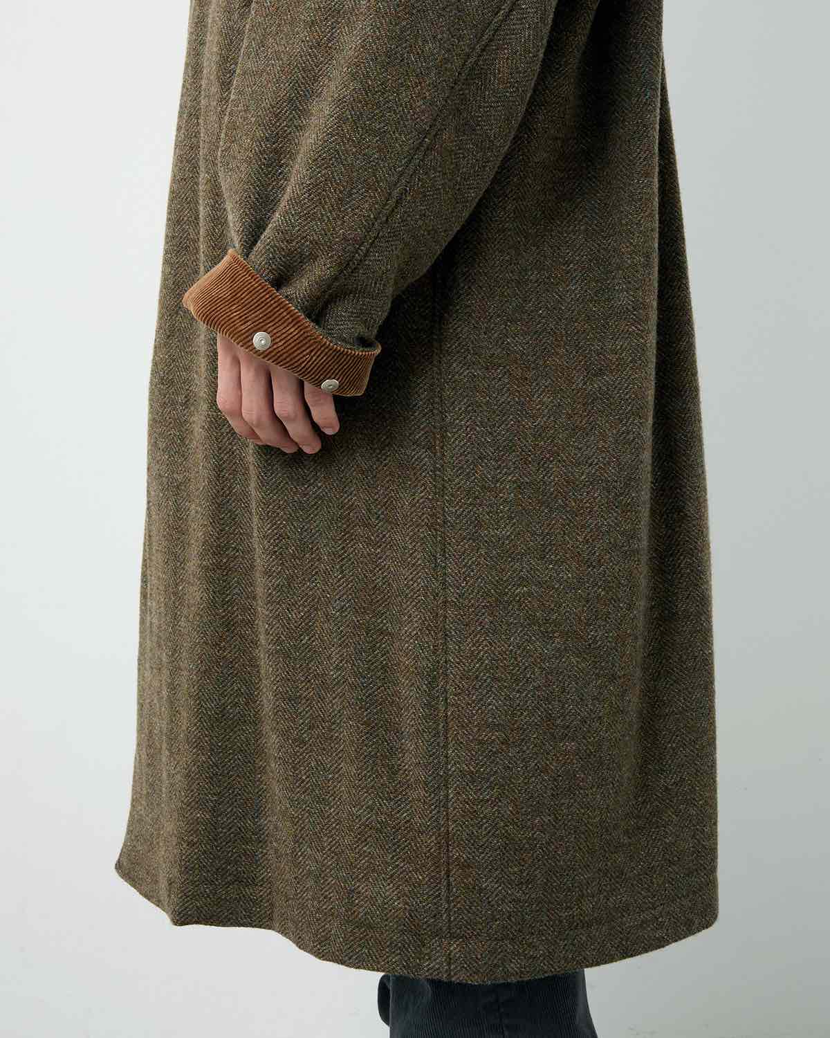 WANDERER LONG PUFF COAT WOOL HERRINGBONE WITH WINDSTOPPER®