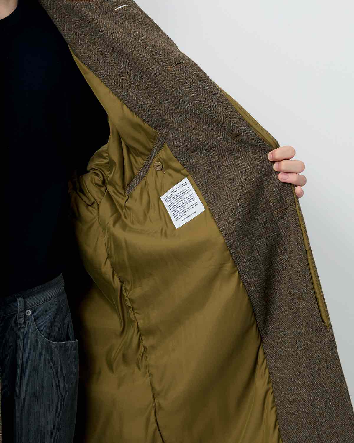 WANDERER LONG PUFF COAT WOOL HERRINGBONE WITH WINDSTOPPER®