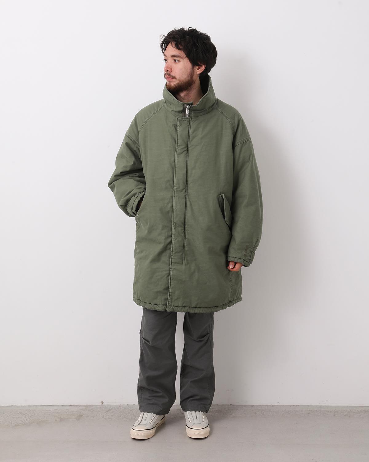 TROOPER PUFF COAT COTTON BACKSATIN PIGMENT DYE WITH WINDSTOPPER®