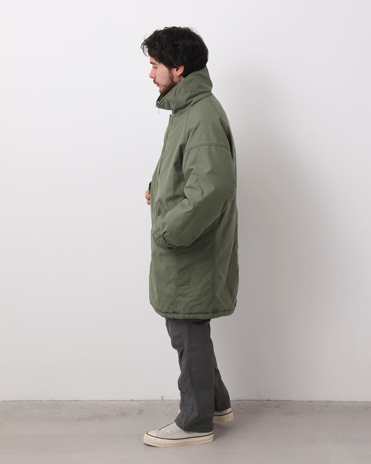 TROOPER PUFF COAT COTTON BACKSATIN PIGMENT DYE WITH WINDSTOPPER®