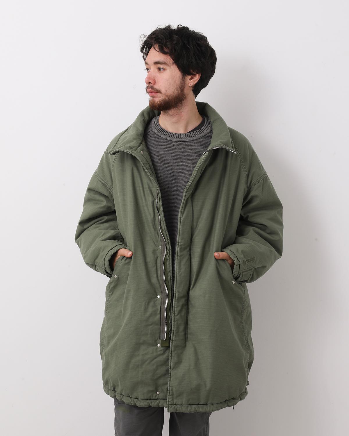 TROOPER PUFF COAT COTTON BACKSATIN PIGMENT DYE WITH WINDSTOPPER®