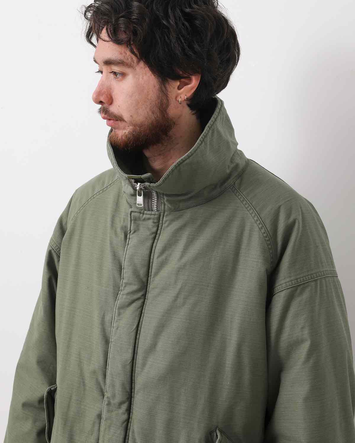 TROOPER PUFF COAT COTTON BACKSATIN PIGMENT DYE WITH WINDSTOPPER®