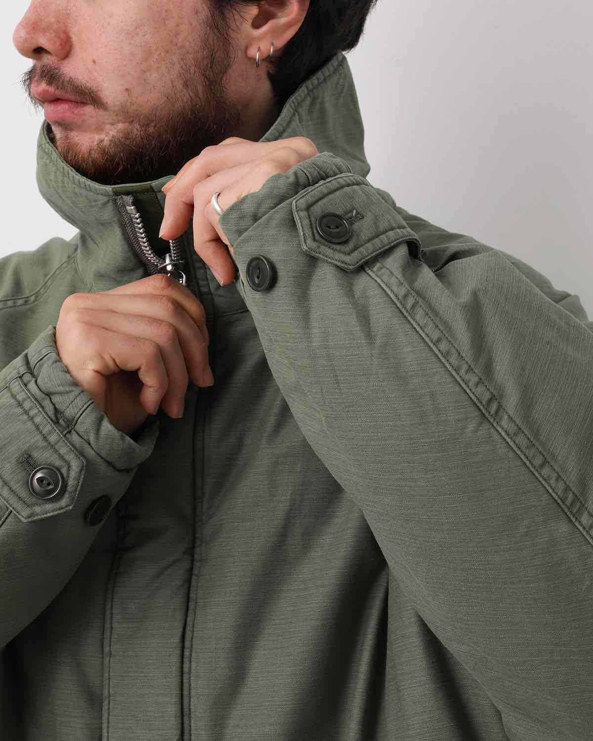 TROOPER PUFF COAT COTTON BACKSATIN PIGMENT DYE WITH WINDSTOPPER®