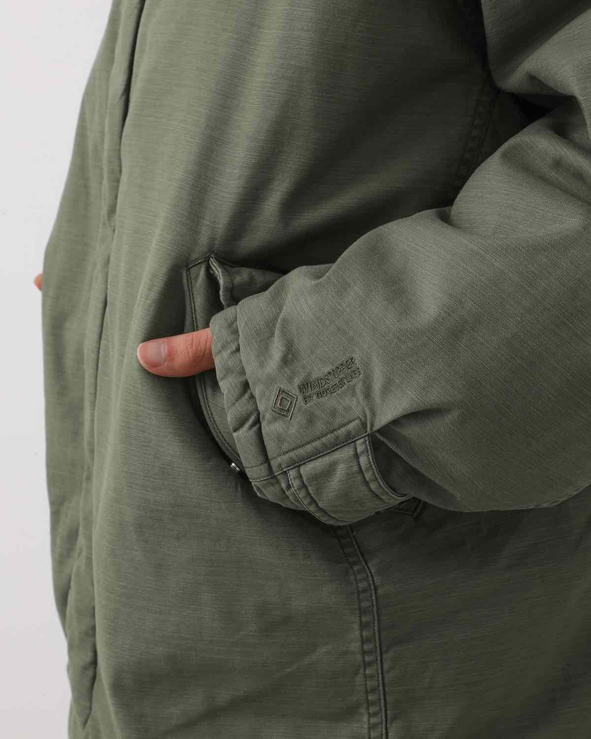 TROOPER PUFF COAT COTTON BACKSATIN PIGMENT DYE WITH WINDSTOPPER®