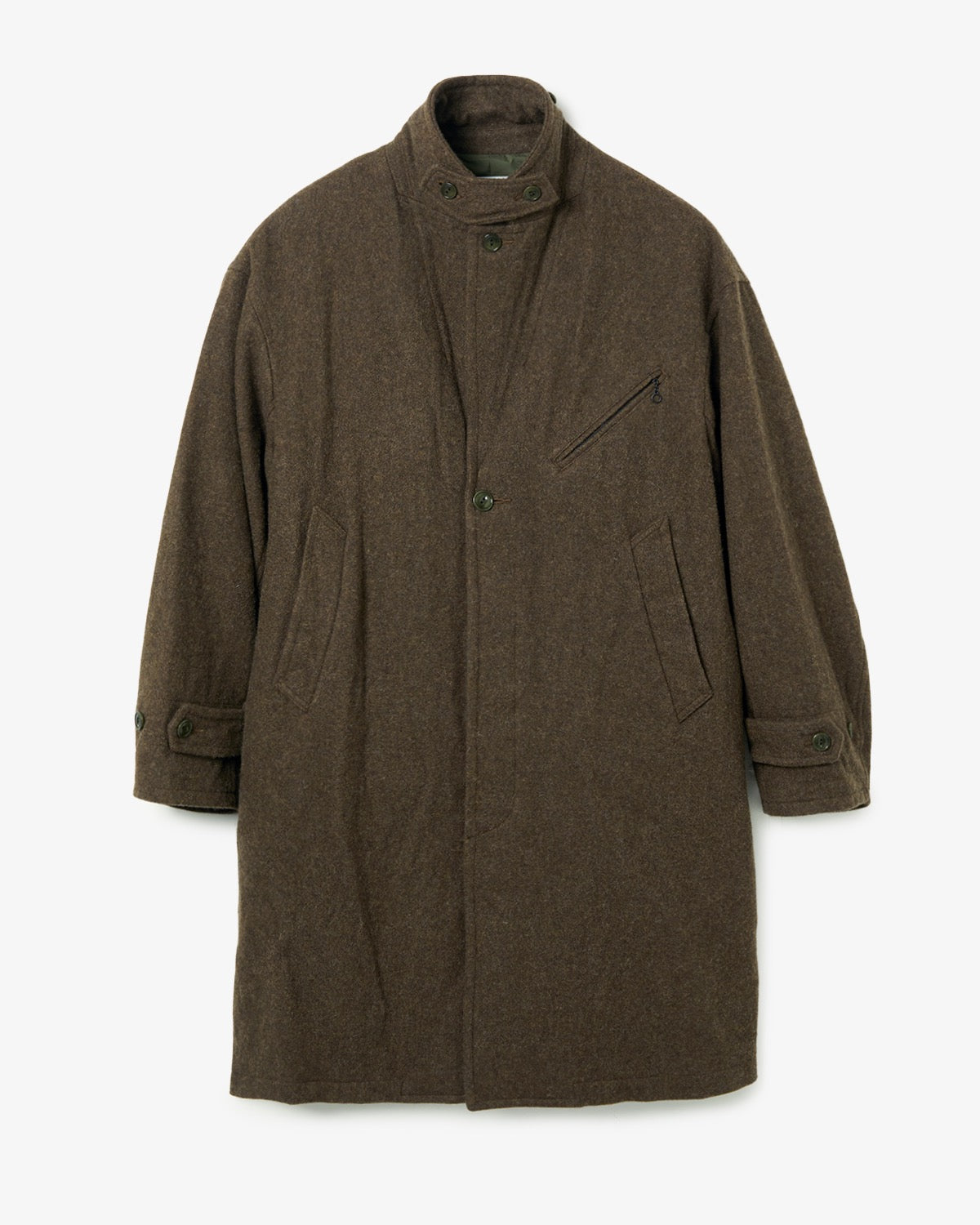 WANDERER LONG COAT WOOL NYLON MELTON OW WITH WINDSTOPPER®