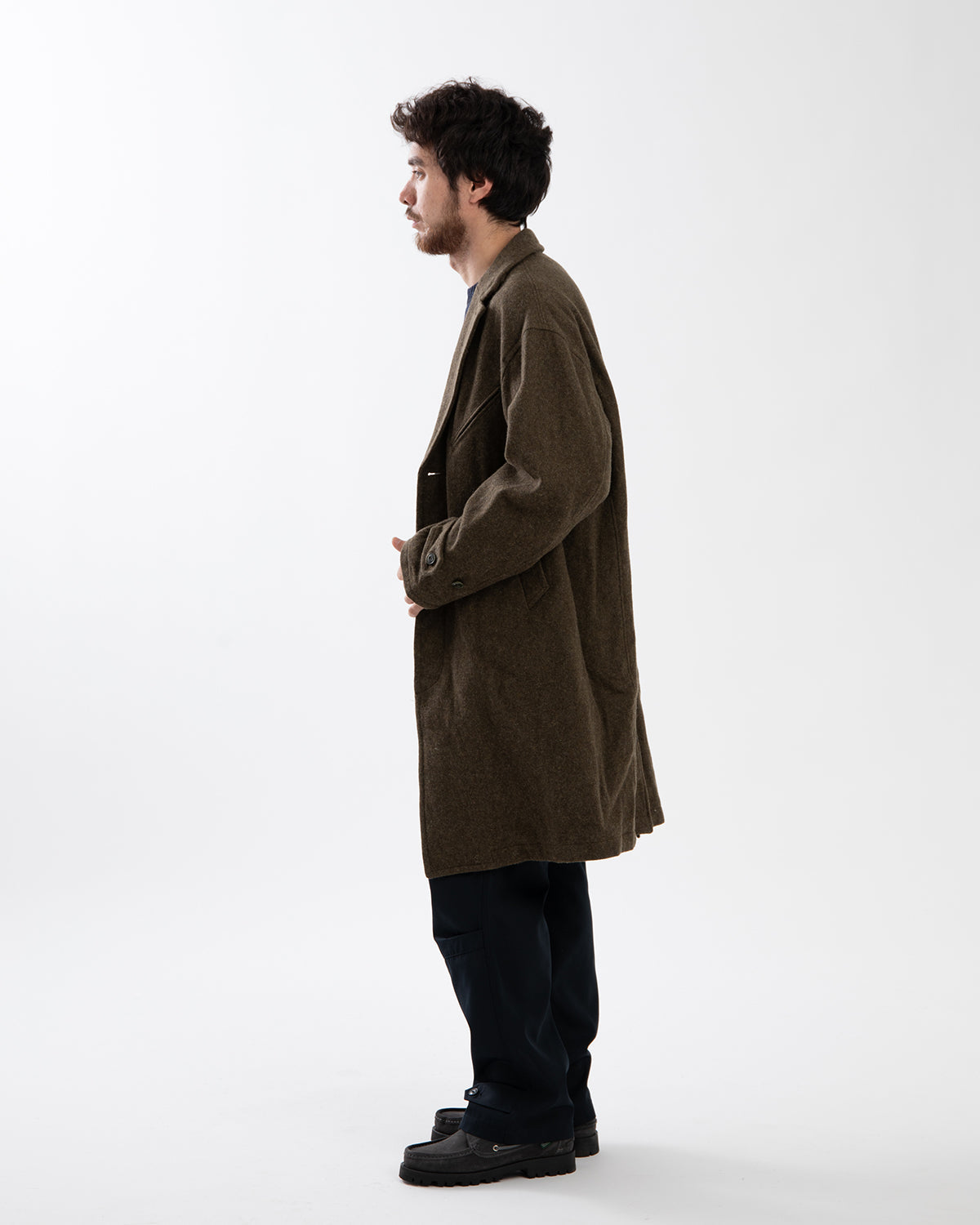 WANDERER LONG COAT WOOL NYLON MELTON OW WITH WINDSTOPPER®