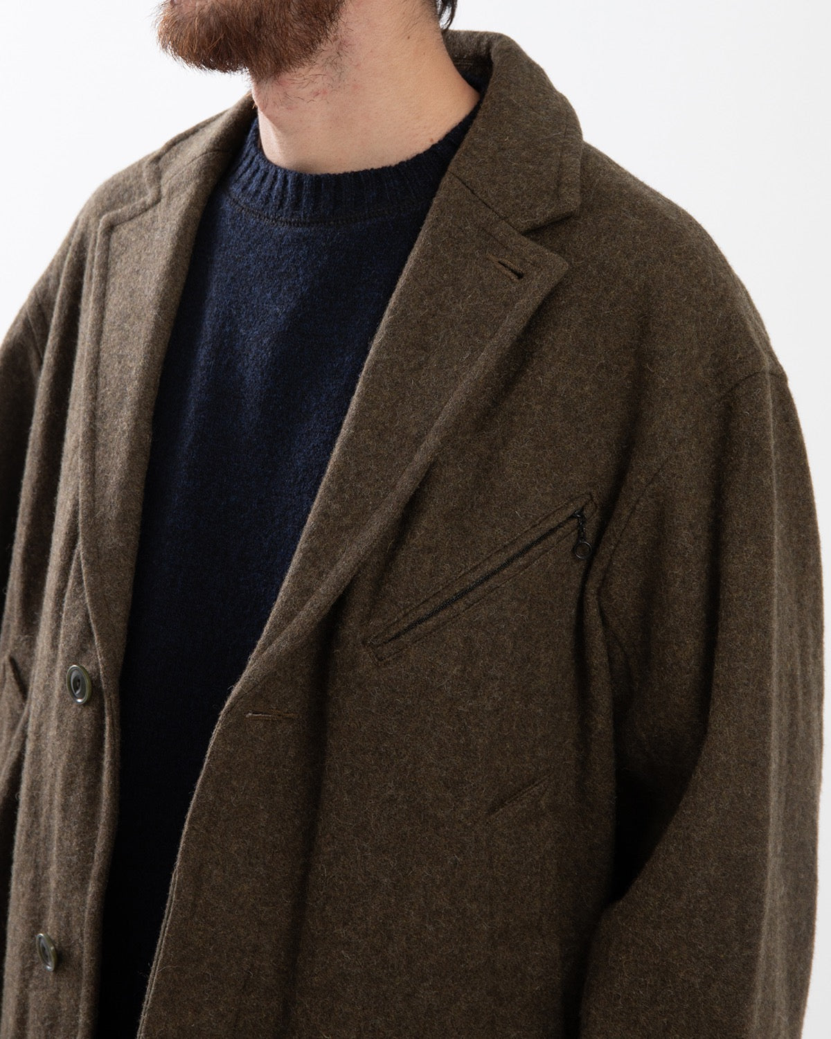 WANDERER LONG COAT WOOL NYLON MELTON OW WITH WINDSTOPPER®