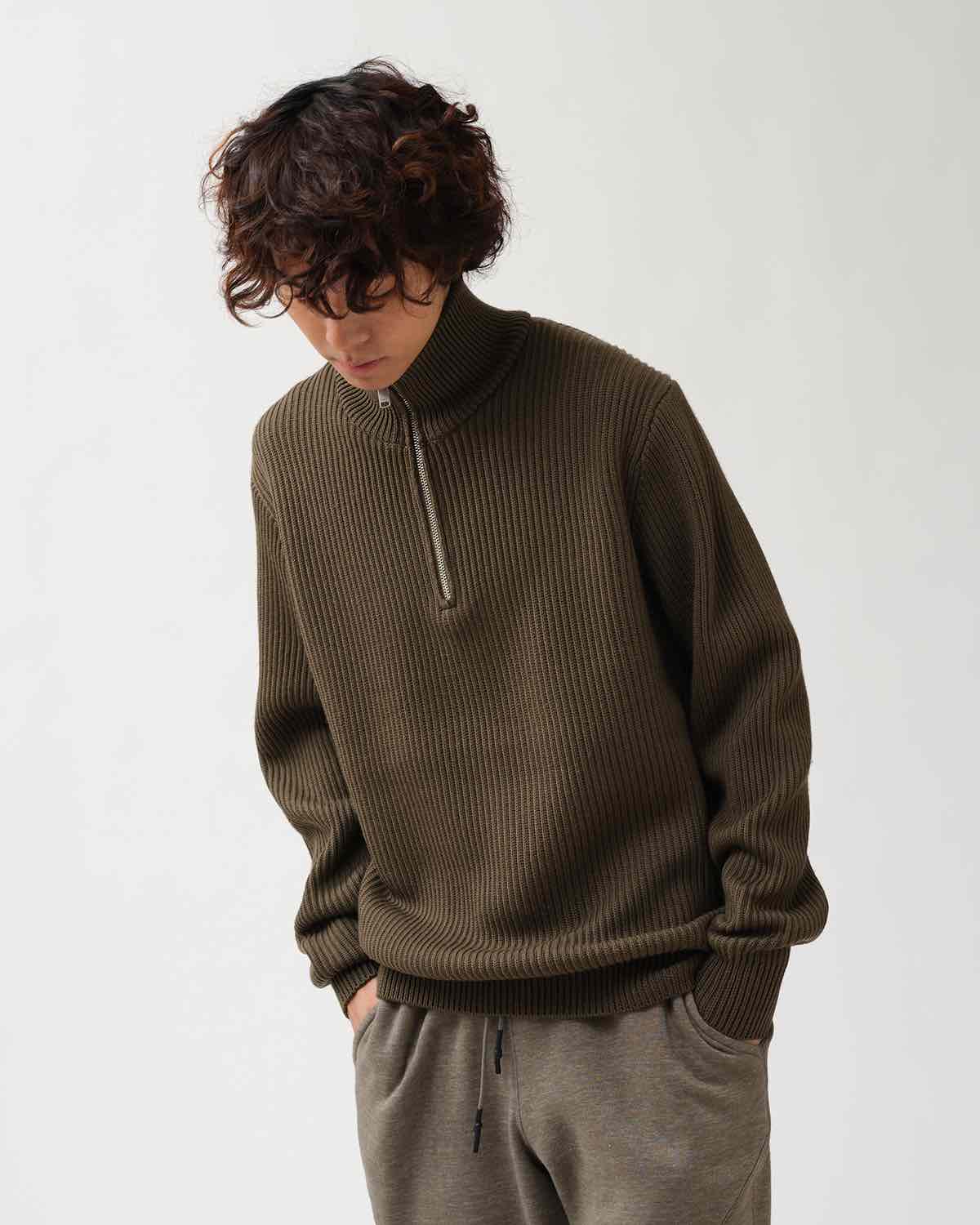 DWELLER HALF ZIP SWEATER MERINO SUPERFINE WOOL