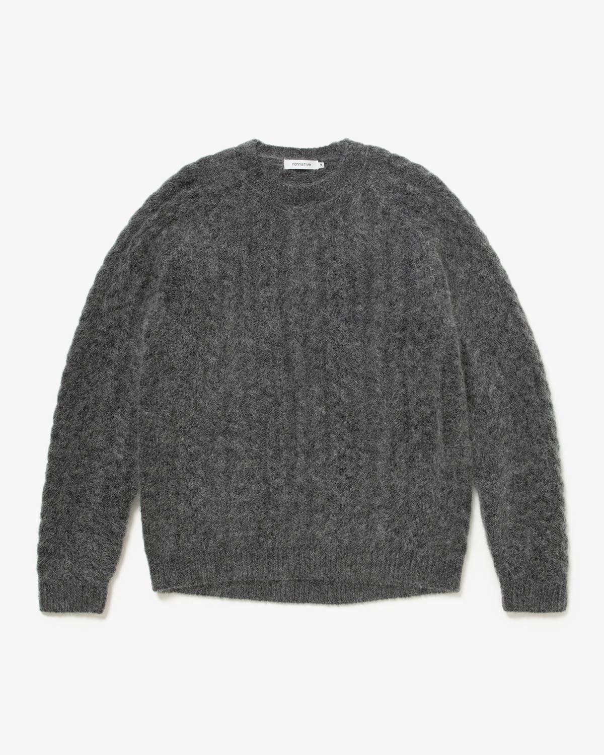 WORKER ARAN SWEATER KID MOHAIR/W/N/P YARN