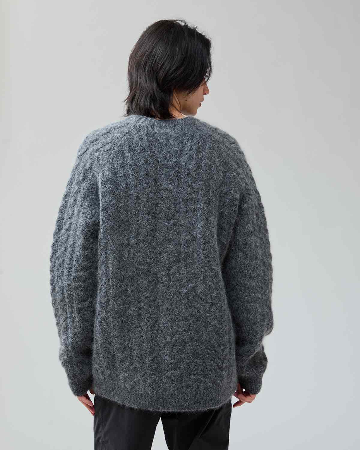 WORKER ARAN SWEATER KID MOHAIR/W/N/P YARN