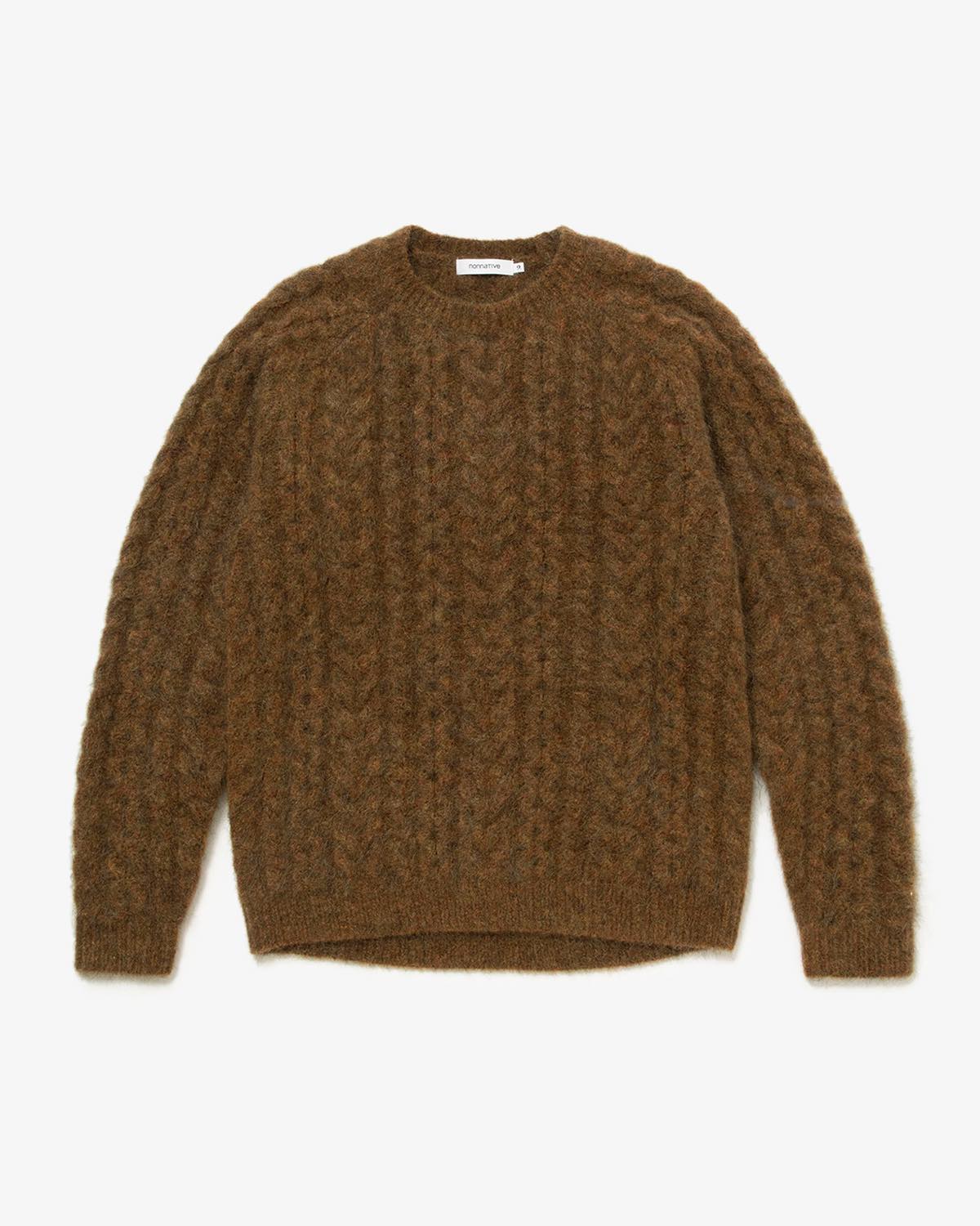 WORKER ARAN SWEATER KID MOHAIR/W/N/P YARN