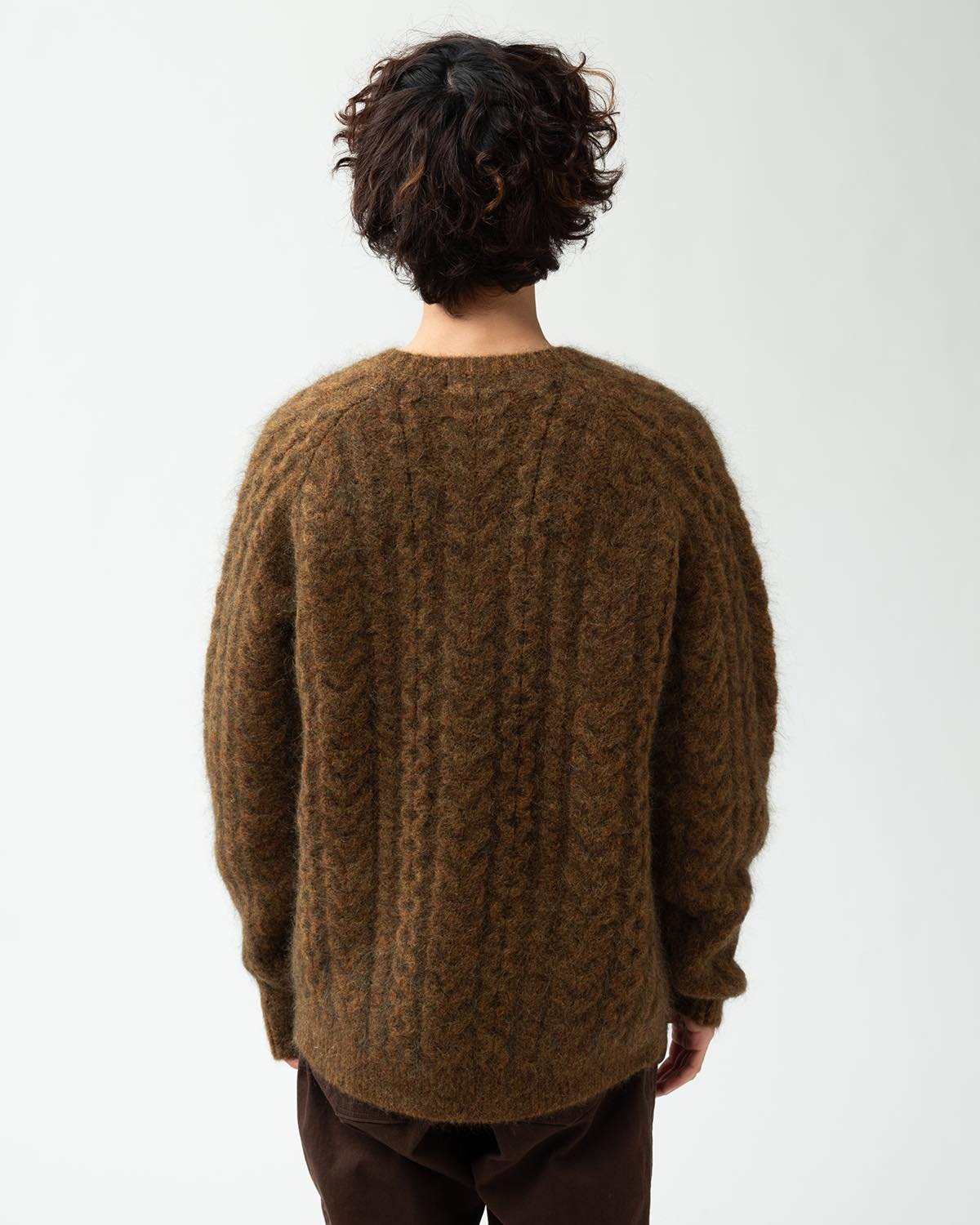 WORKER ARAN SWEATER KID MOHAIR/W/N/P YARN