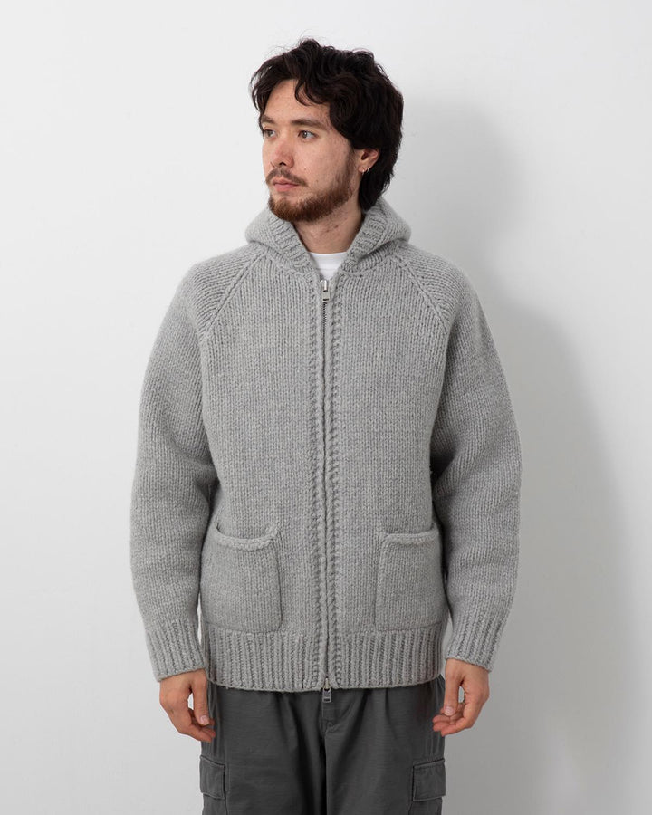 WANDERER HAND-KNIT HOODED SWEATER WOOL YARN