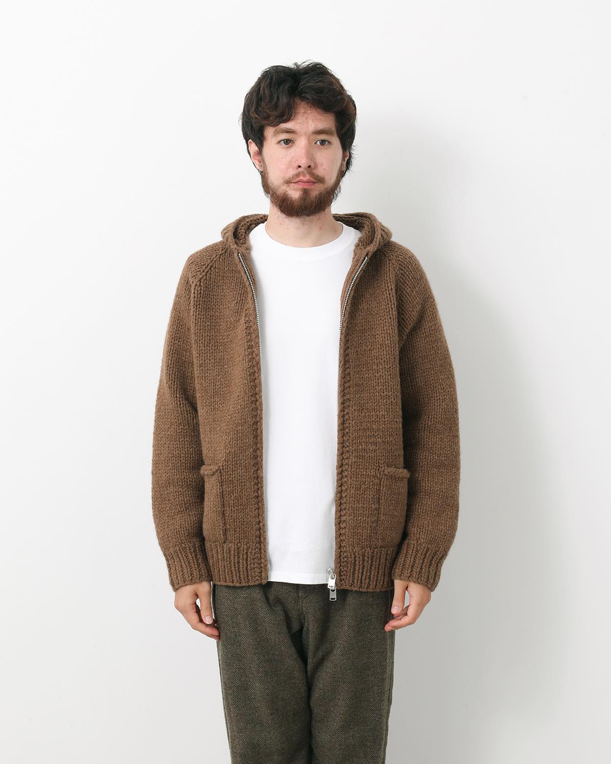 WANDERER HAND-KNIT HOODED SWEATER WOOL YARN