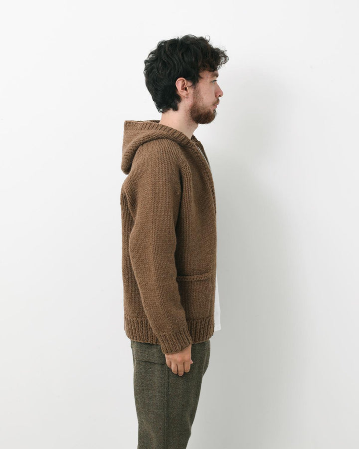 WANDERER HAND-KNIT HOODED SWEATER WOOL YARN