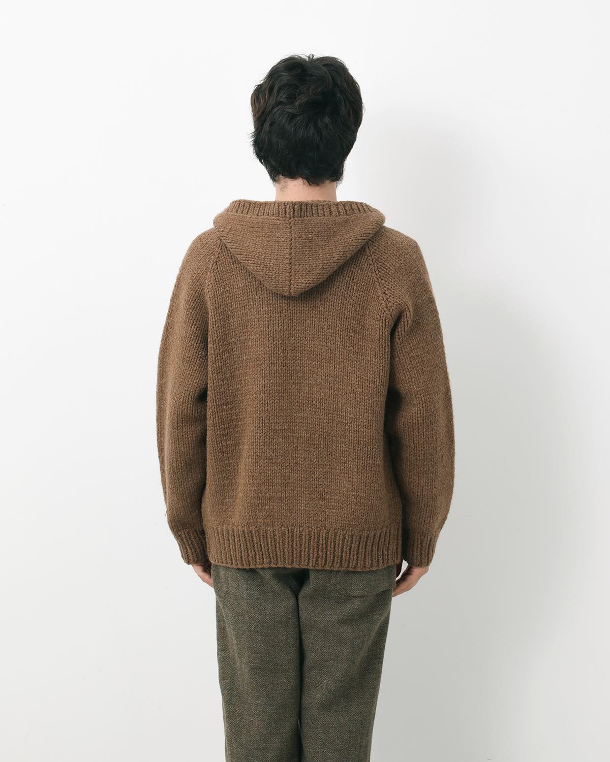 WANDERER HAND-KNIT HOODED SWEATER WOOL YARN