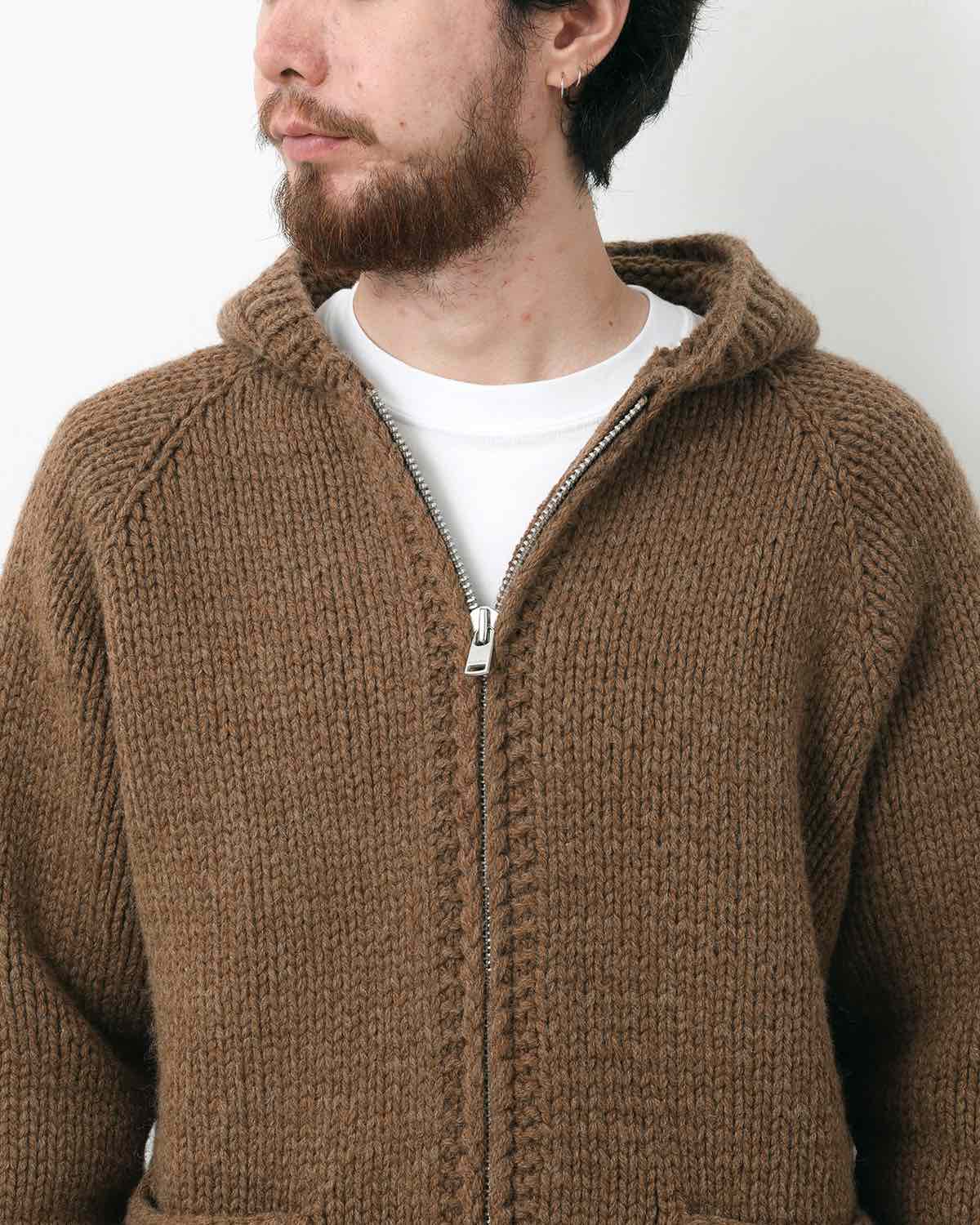 WANDERER HAND-KNIT HOODED SWEATER WOOL YARN