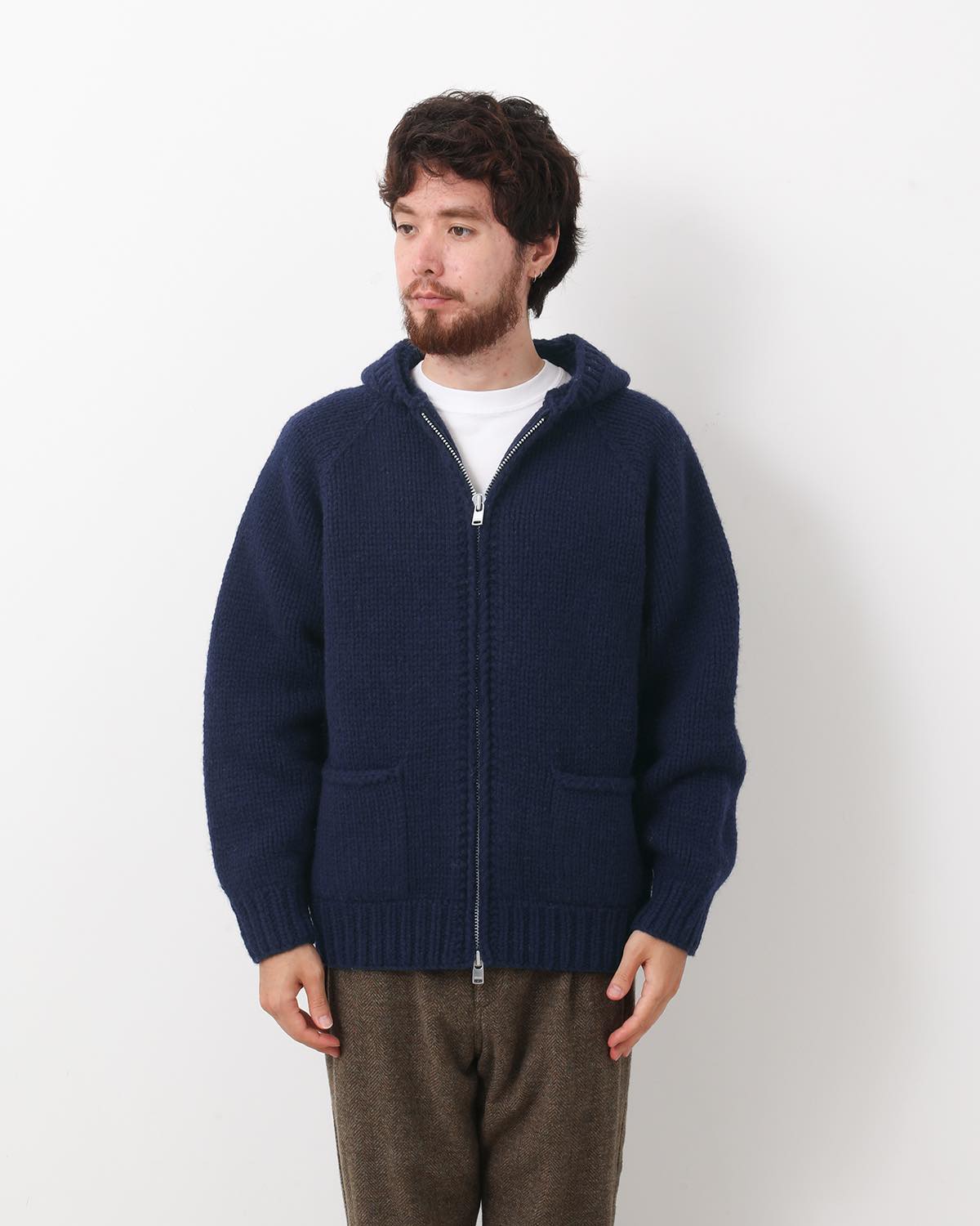 WANDERER HAND-KNIT HOODED SWEATER WOOL YARN